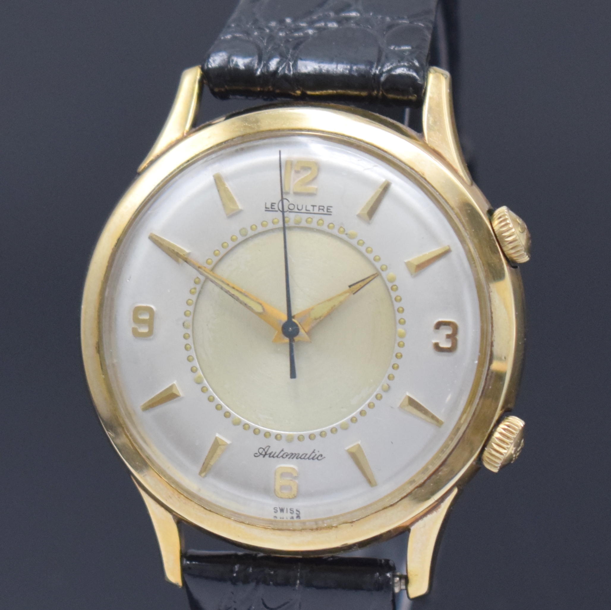 Detail a: LeCOULTRE Memovox Armbanduhr mit Wecker, Schweiz/USA um 1960, Hammerautomatik, 10k Goldfilled Geh. m. verschr. Stahlboden, orig. Kronen, silb. ...