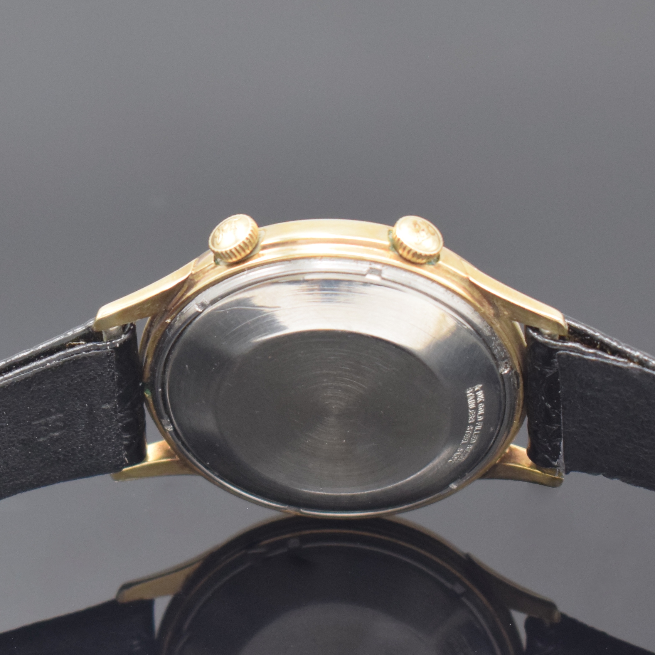 Detail c: LeCOULTRE Memovox Armbanduhr mit Wecker, Schweiz/USA um 1960, Hammerautomatik, 10k Goldfilled Geh. m. verschr. Stahlboden, orig. Kronen, silb. ...