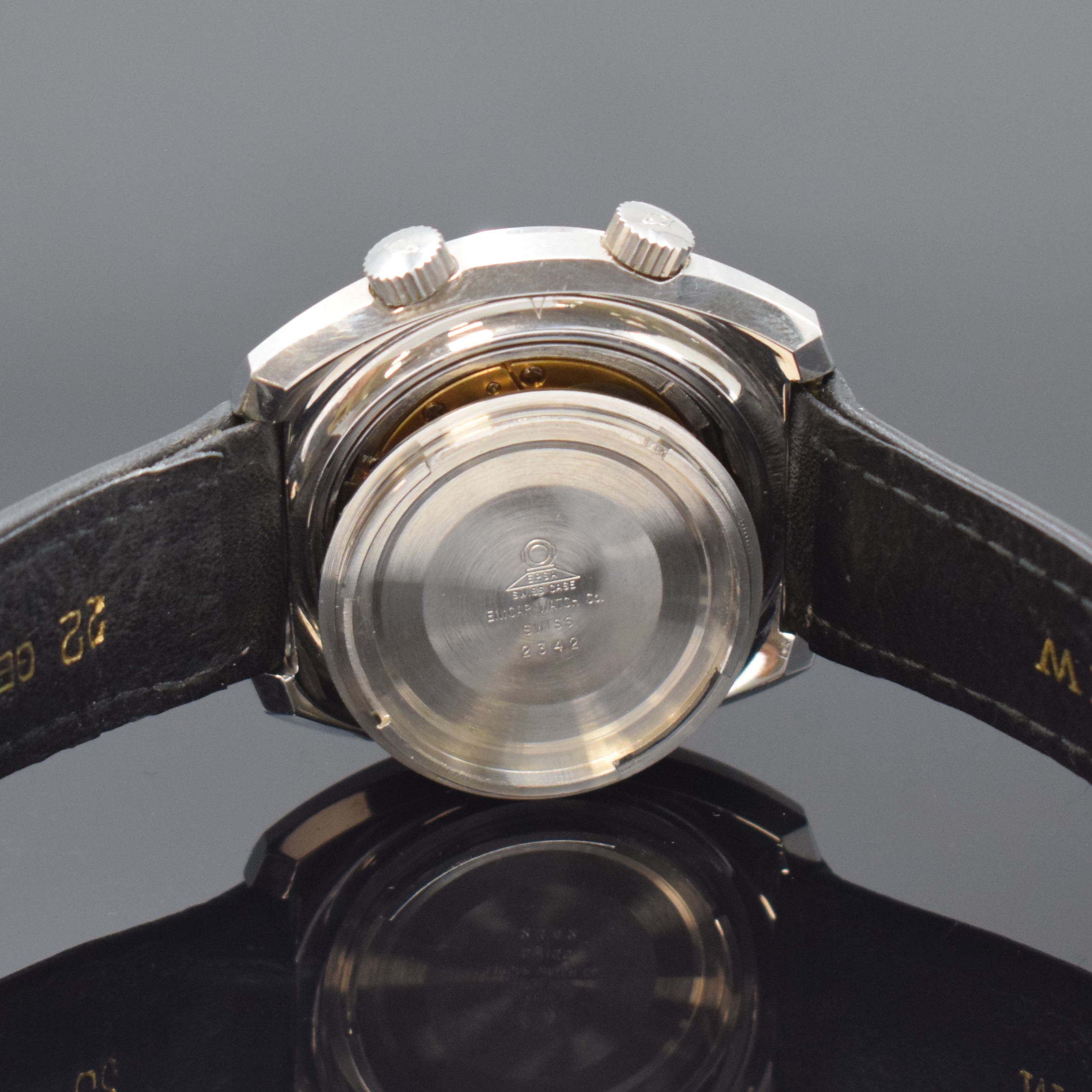 Detail f: ENICAR Sherpa Super Dive Taucheruhr Referenz 167-08-02 in Stahl, Schweiz um 1970, Automatik, unpoliertes Geh., innen-liegende Drehlünette zu ...