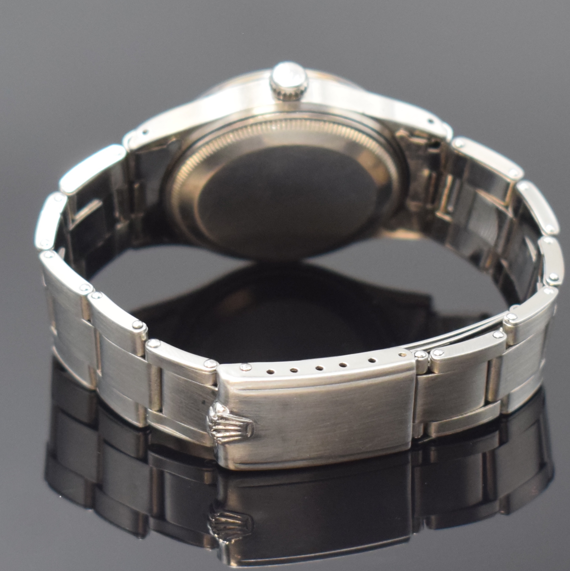 Detail b: ROLEX Oyster Perpetual Armbanduhr Referenz 6532 in Stahl, Schweiz um 1956, Automatik, verschr. Oystergeh., glatte Lünette, Oyster- Nietenband v. ...