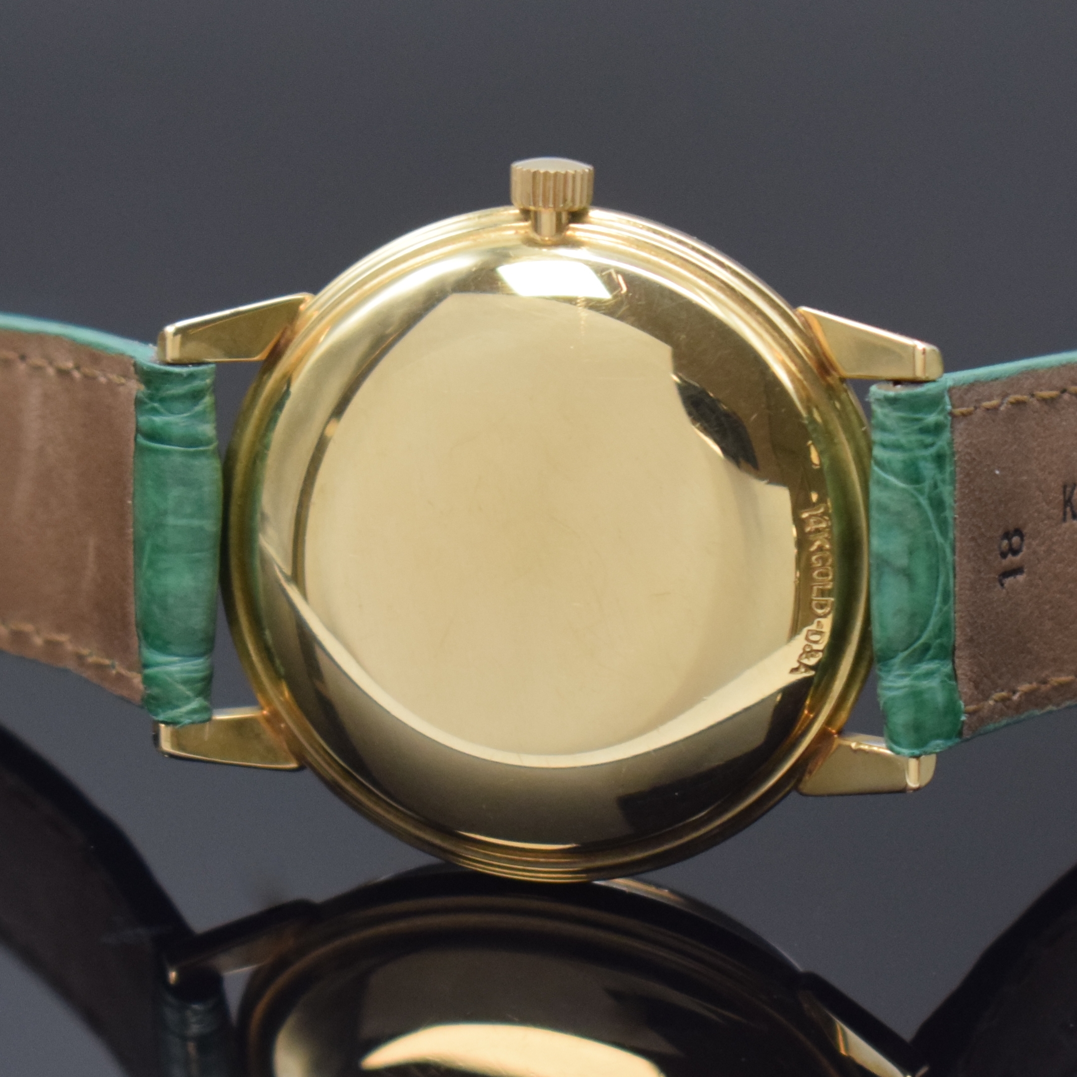 Detail c: ULYSSE NARDIN Chronometer Armbanduhr in GG 585/000, Schweiz/USA um 1965, Automatik, amerikanisches Monocoque Geh., silb. Schraffur-Zifferbl. pat., ...