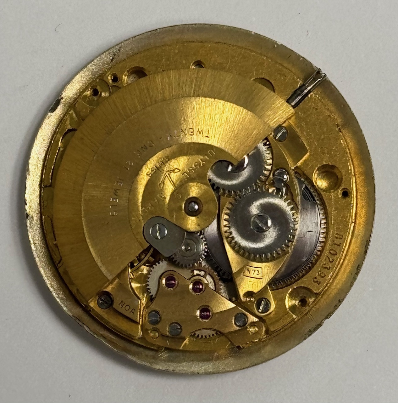 Detail f: ULYSSE NARDIN Chronometer Armbanduhr in GG 585/000, Schweiz/USA um 1965, Automatik, amerikanisches Monocoque Geh., silb. Schraffur-Zifferbl. pat., ...