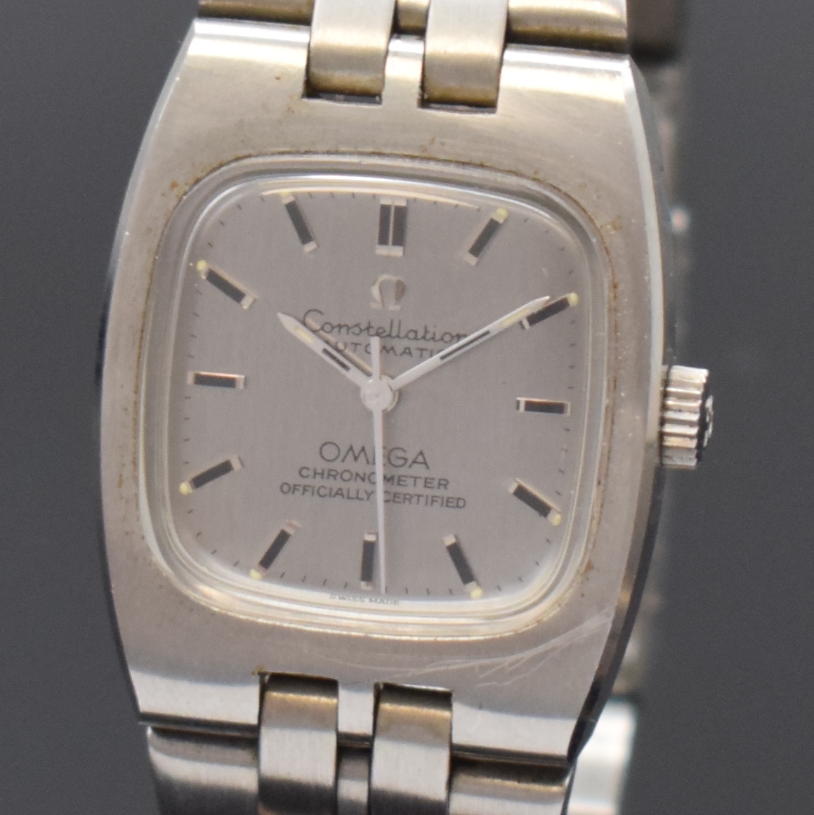 Detail a: OMEGA Constellation Damenarmbanduhr Referenz 567.012 in Stahl/Stahlband, Schweiz um 1969, Automatik, 4-fach verschr. Geh. m. integr. Band, Krone u. ...