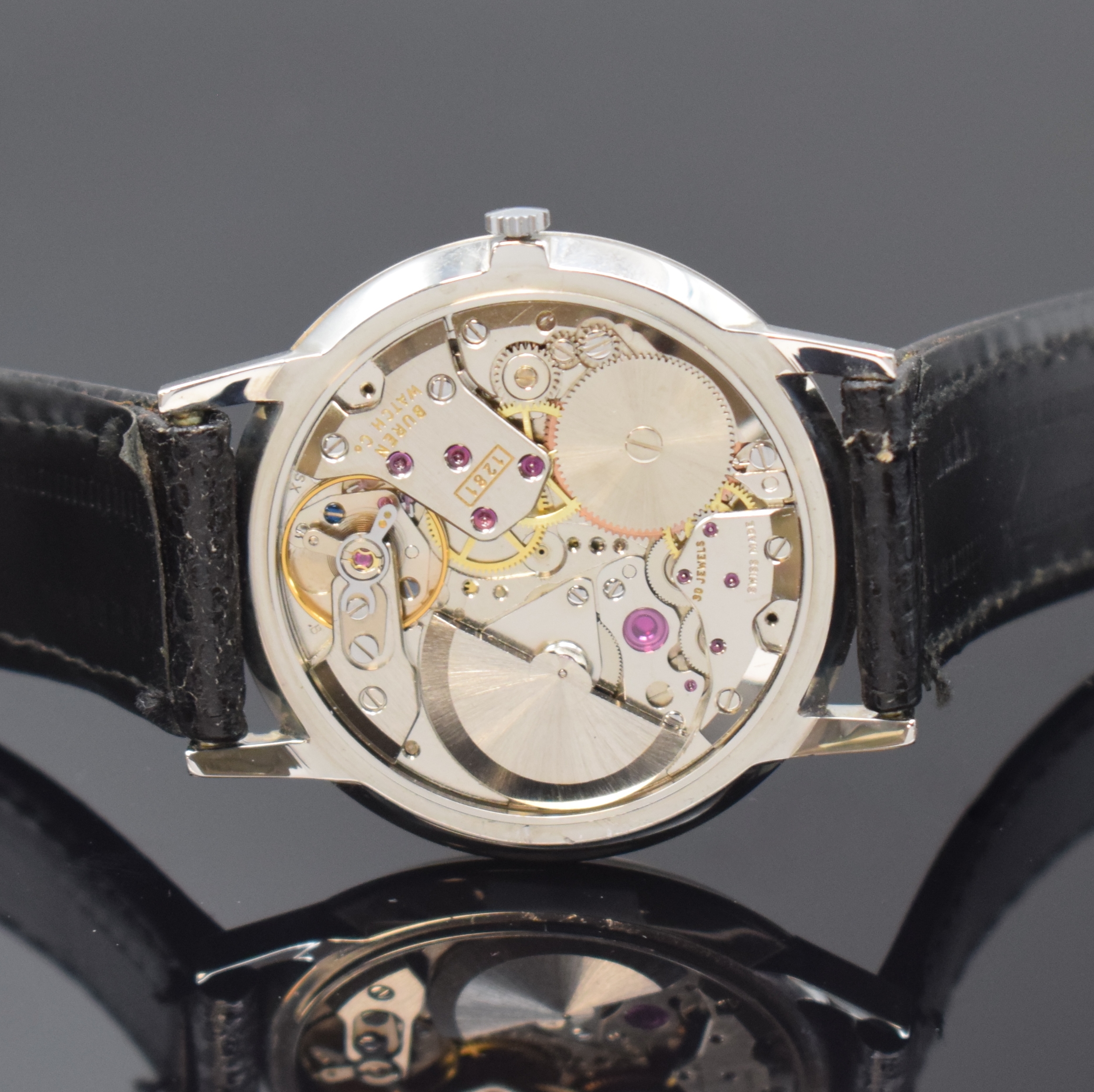Detail d: HAMILTON Intra-Matic elegante Armbanduhr Referenz 92006 3 in Stahl, Schweiz um 1965, Automatik, 3-tlg. Geh., Boden u. Glasrand aufgedr., silb. ...