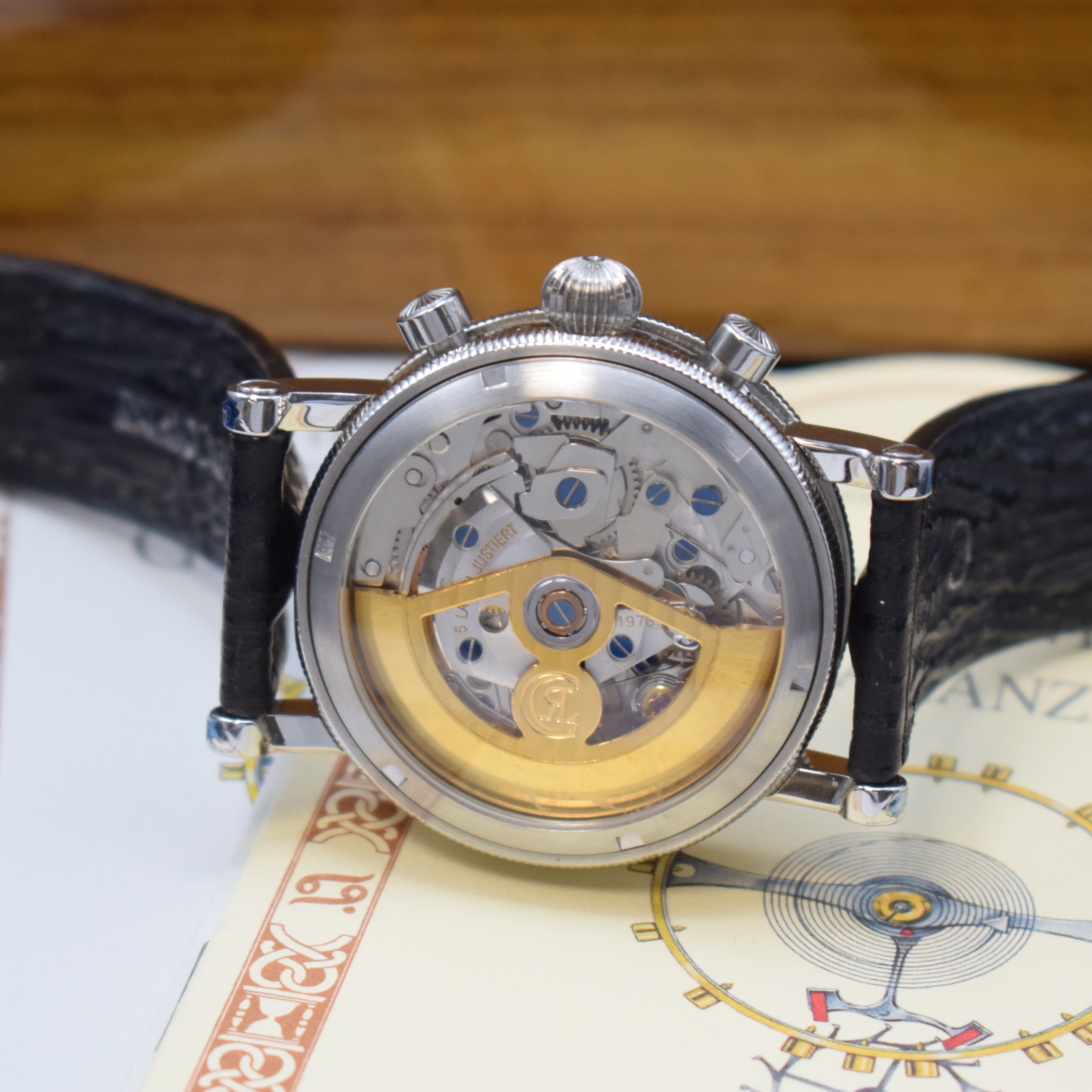 Detail f: CHRONOSWISS Chronometer Chronograph Armbanduhr Referenz CH 7523 in Stahl, Schweiz um 2007, Automatik, beids. vergl. Geh., Boden verschr., orig. ...