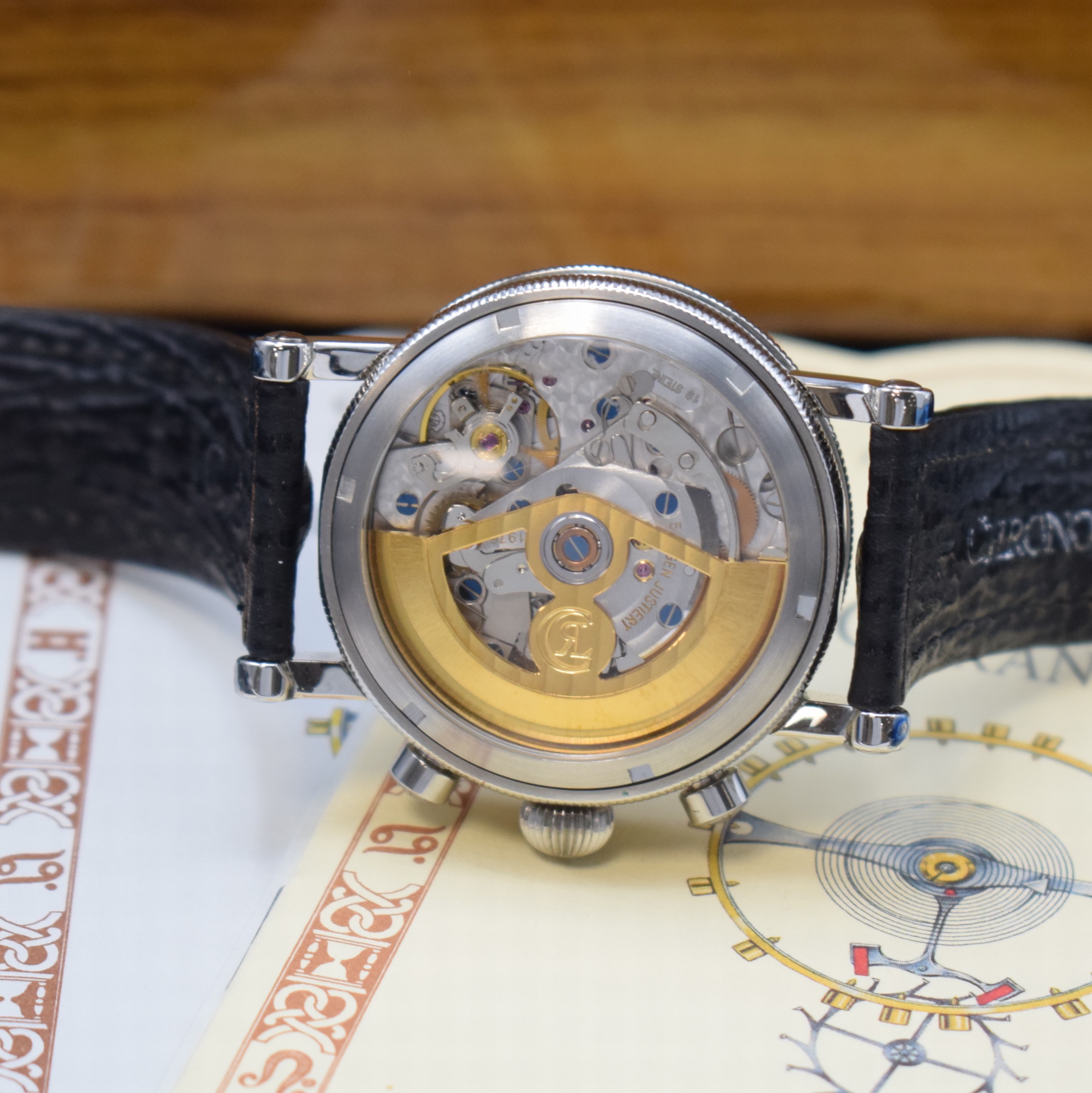 Detail g: CHRONOSWISS Chronometer Chronograph Armbanduhr Referenz CH 7523 in Stahl, Schweiz um 2007, Automatik, beids. vergl. Geh., Boden verschr., orig. ...