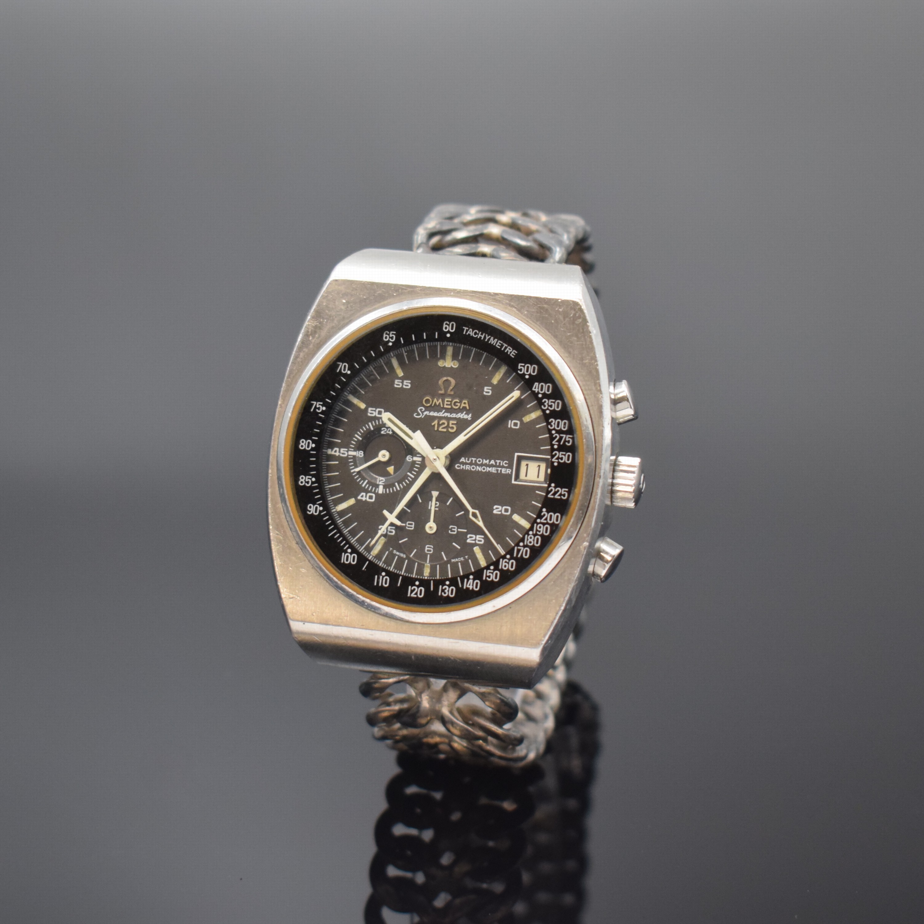 OMEGA Armbandchronograph Speedmaster 125 in Chronometerqualität Referenz 378.0801/178.0002, Automatik, Schweiz um 1974, Edelstahlgeh. inkl. neutr. ...
