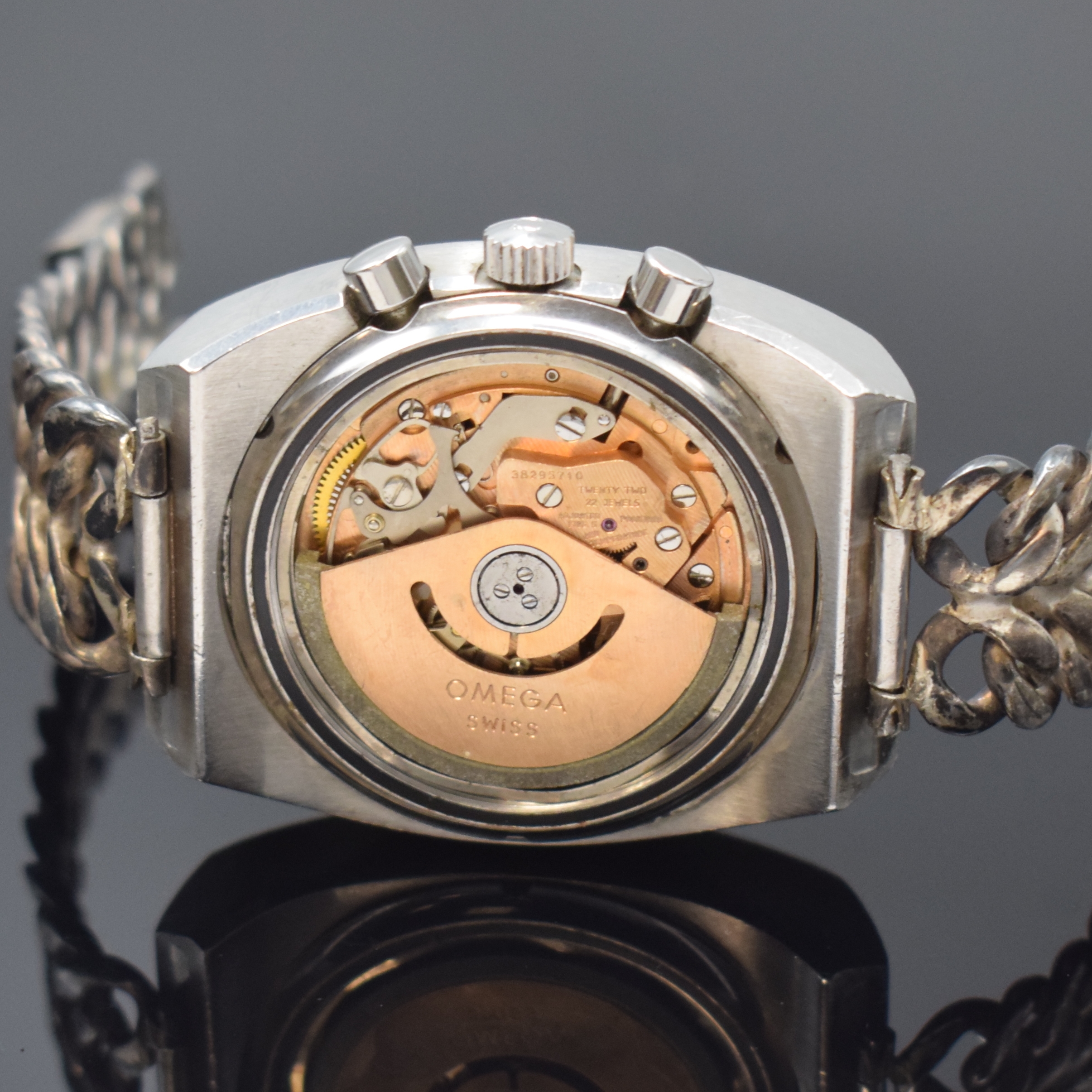 Detail e: OMEGA Armbandchronograph Speedmaster 125 in Chronometerqualität Referenz 378.0801/178.0002, Automatik, Schweiz um 1974, Edelstahlgeh. inkl. neutr. ...