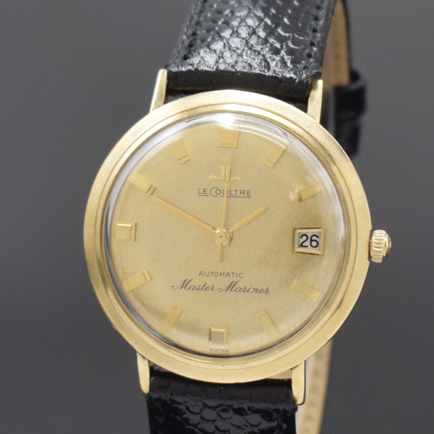 Detail a: LeCoultre Herrenarmbanduhr Modell Master Mariner Referenz 600 - 907, Schweiz / USA um 1950, Automatik, GG 585/000 Einschalengeh., gold. Zifferbl. m. ...