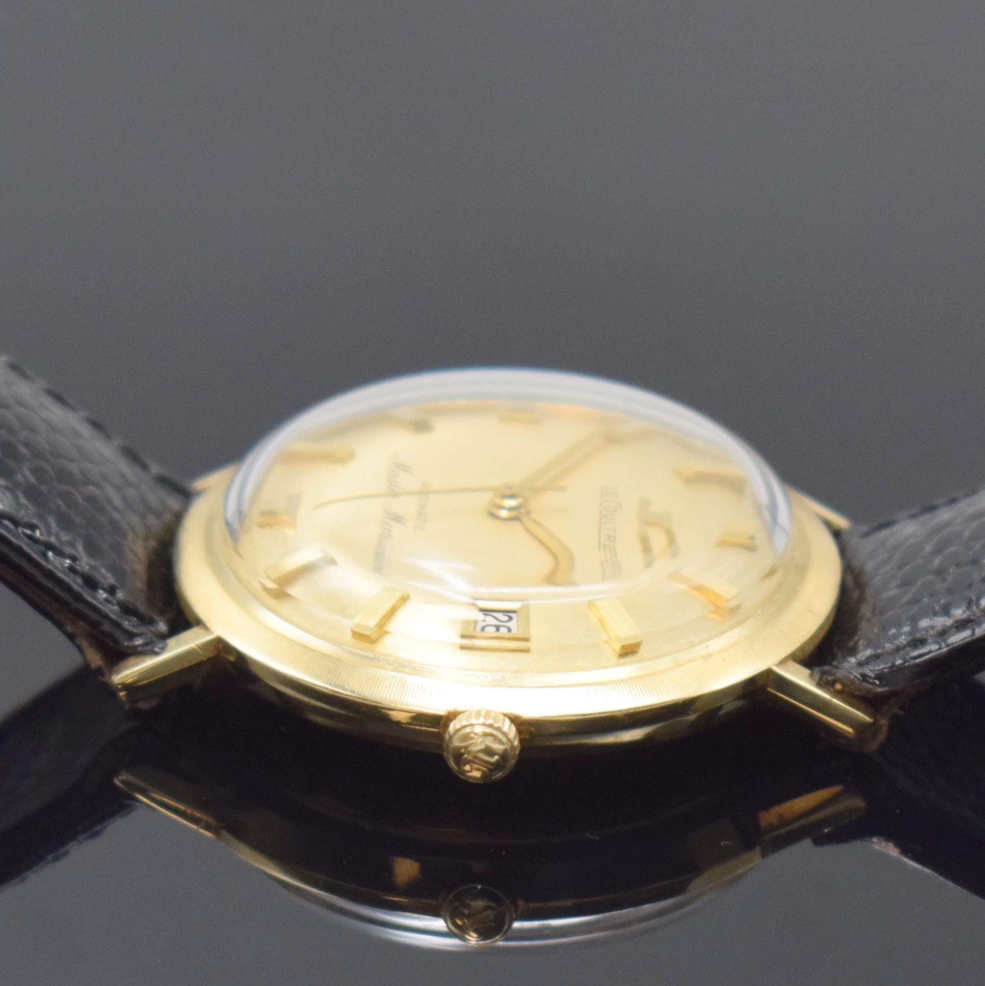 Detail b: LeCoultre Herrenarmbanduhr Modell Master Mariner Referenz 600 - 907, Schweiz / USA um 1950, Automatik, GG 585/000 Einschalengeh., gold. Zifferbl. m. ...