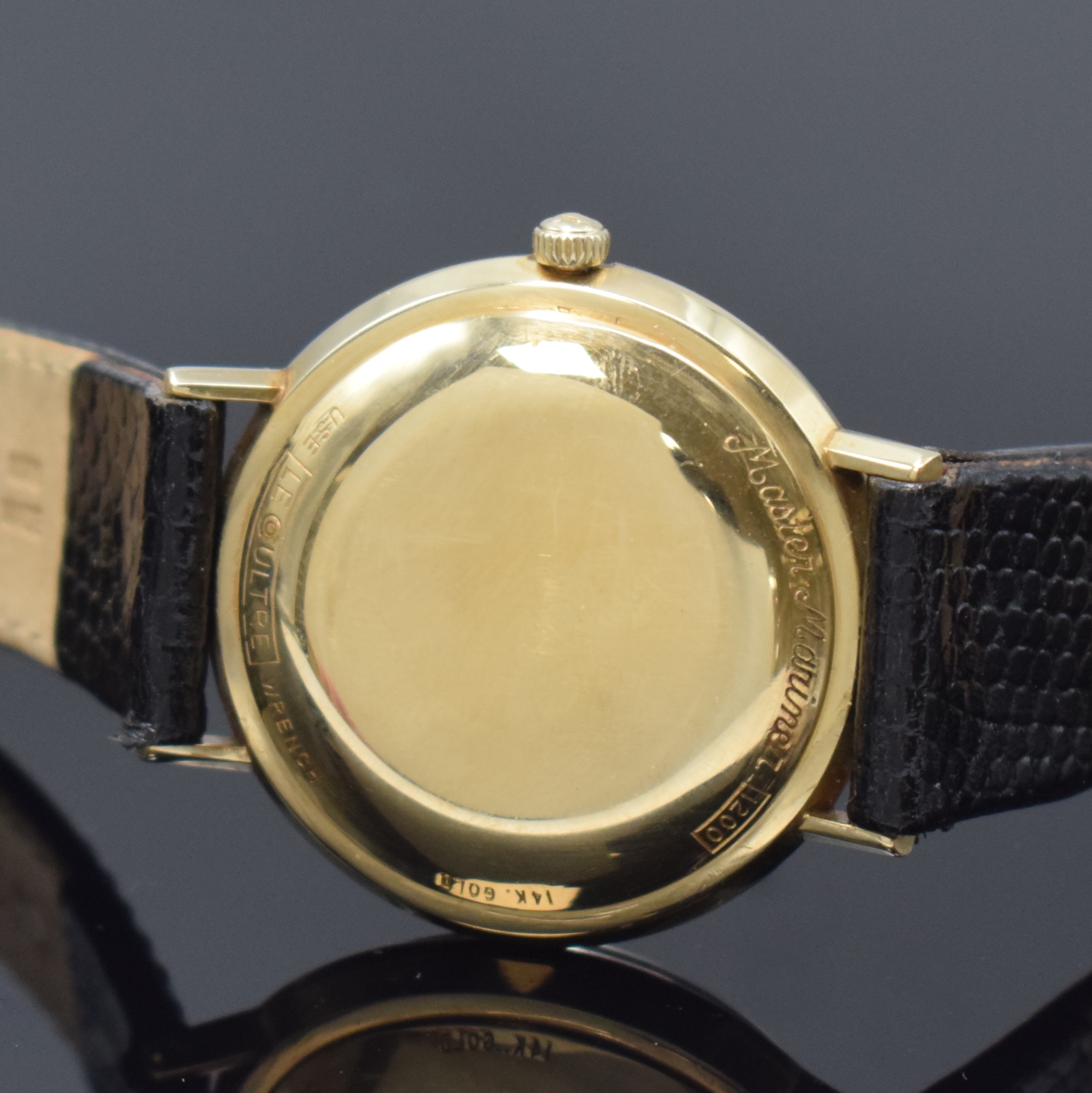 Detail c: LeCoultre Herrenarmbanduhr Modell Master Mariner Referenz 600 - 907, Schweiz / USA um 1950, Automatik, GG 585/000 Einschalengeh., gold. Zifferbl. m. ...