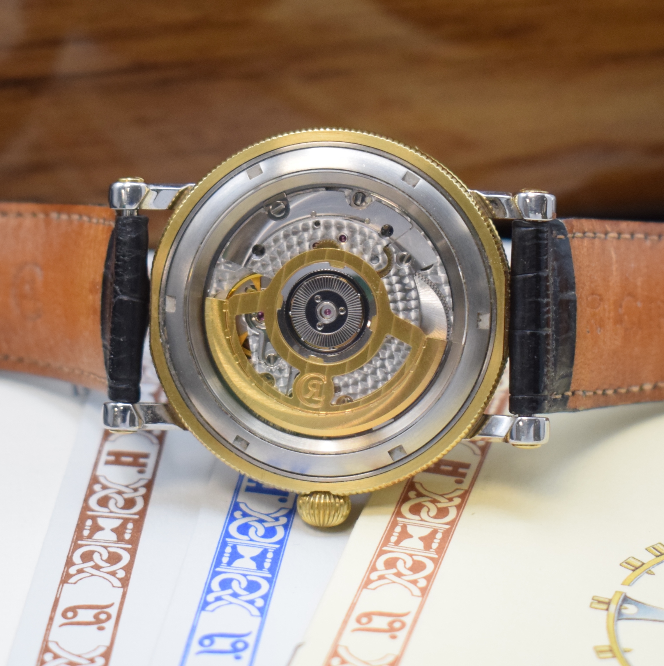 Detail g: CHRONOSWISS Herrenarmbanduhr Kairos in Edelstahl/Gold Referenz CH 2822, Schweiz um 2000, Automatik, beids. vergl. Gehäuse, Boden geschr., silb., im ...