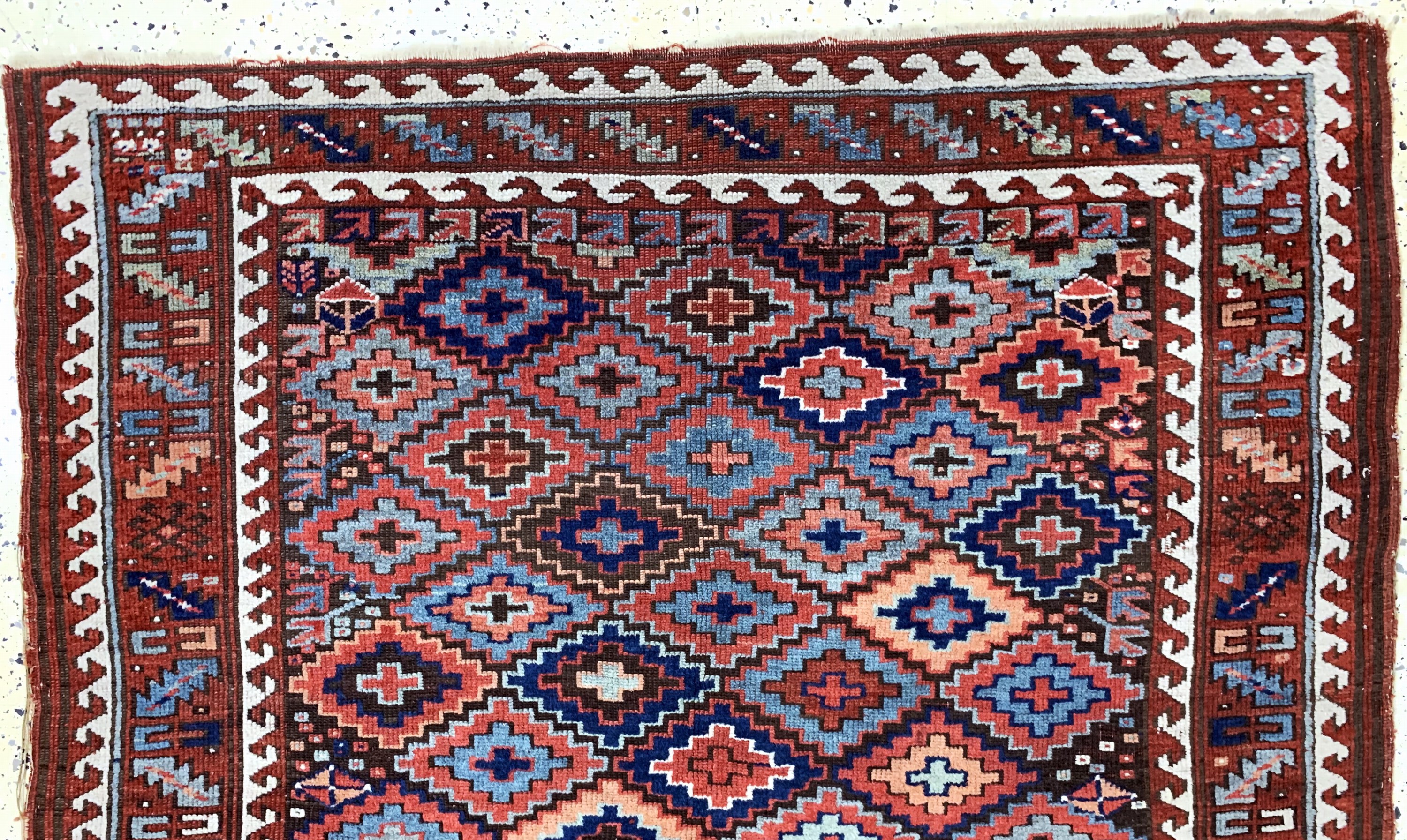 Detail a: Antiker Kazak, Kaukasus, 19.Jhd, Wolle auf Wolle, ca. 230 x 135 cm, EHZ: 3-4
