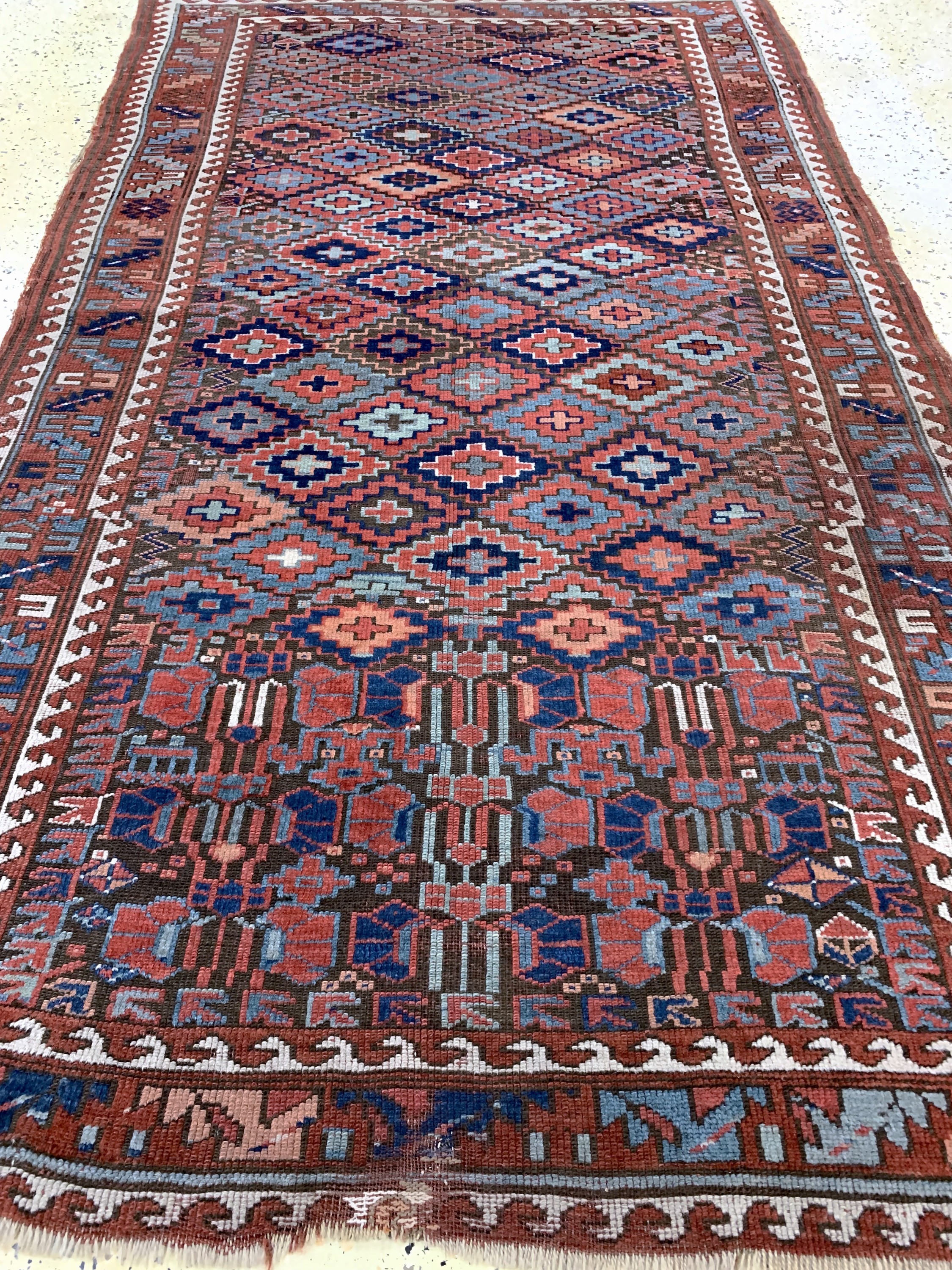 Detail d: Antiker Kazak, Kaukasus, 19.Jhd, Wolle auf Wolle, ca. 230 x 135 cm, EHZ: 3-4