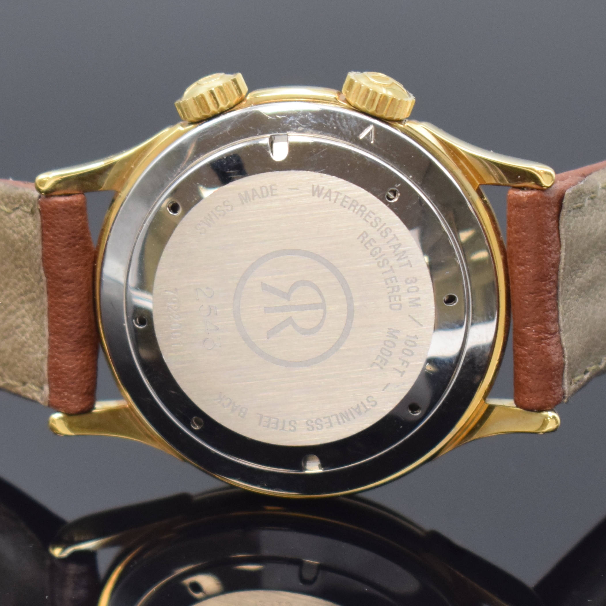 Detail d: REVUE THOMMEN Armbandwecker Serie Cricket Referenz 7922001, Schweiz um 1993, Handaufzug, verg. Metallgeh. inkl. orig. Lederband m. orig. Dornschl., ...