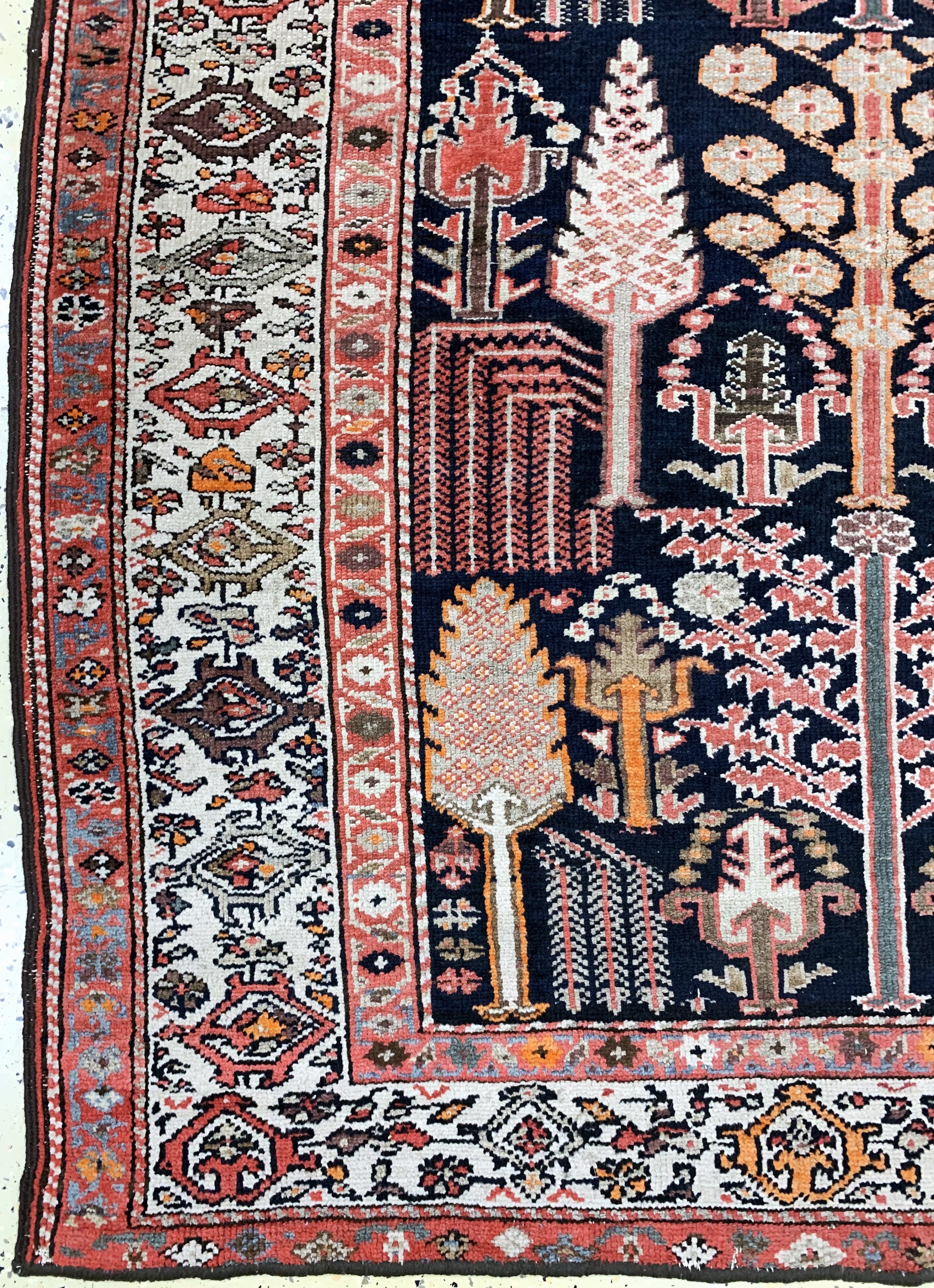 Detail b: Antiker Malayer, Persien, um 1900, Wolle auf Baumwolle, ca. 165 x 145 cm, verkürzt, EHZ: 3