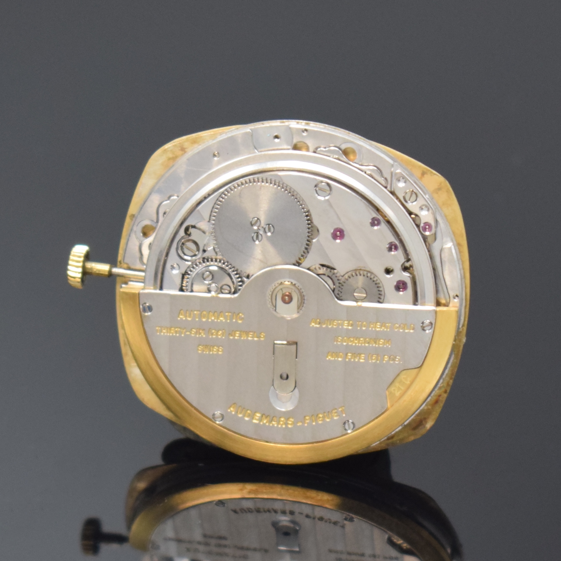 Detail g: AUDEMARS PIGUET feine Herrenarmbanduhr in GG 750/000, Automatik, Schweiz um 1975, 2-teil. Geh., Boden aufgedr., Flechtband, verg. Zifferbl. m. ...