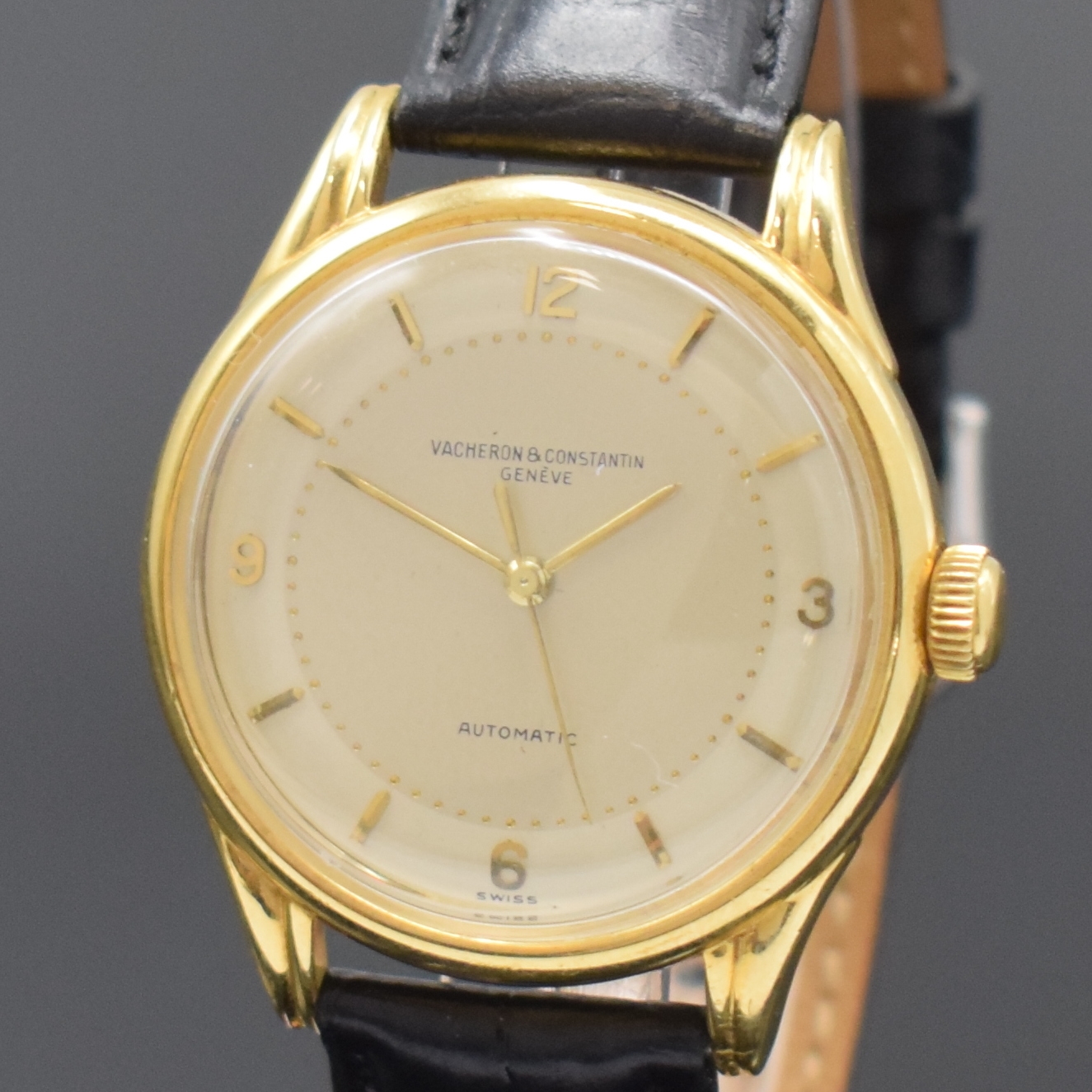 Detail a: VACHERON & CONSTANTIN feine Herrenarmbanduhr in GG 750/000 mit Hammerautomatik, Schweiz um 1950, Automatik, verschr. 2-teil.-Geh., ausgef. Bandanst., ...