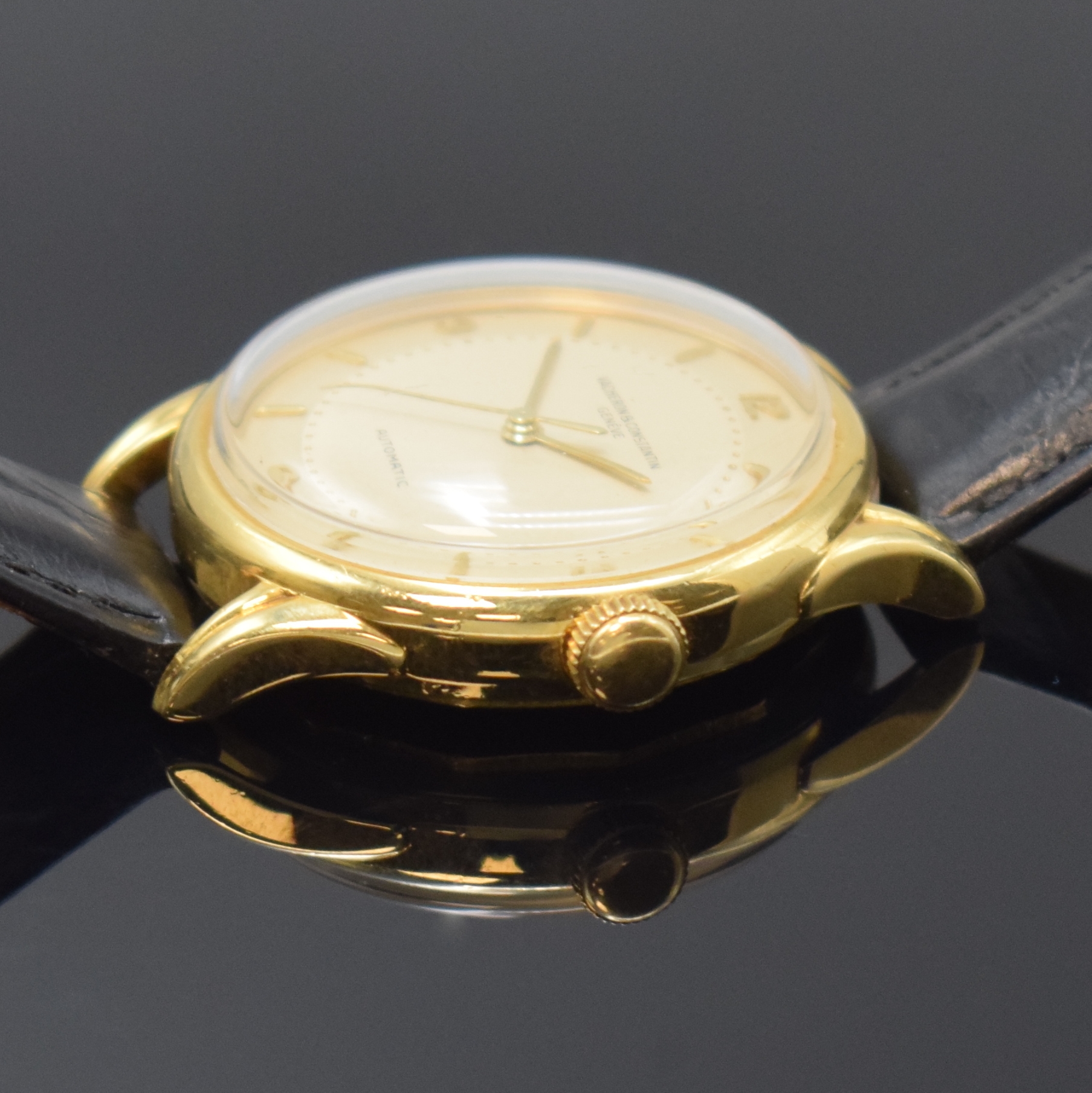 Detail b: VACHERON & CONSTANTIN feine Herrenarmbanduhr in GG 750/000 mit Hammerautomatik, Schweiz um 1950, Automatik, verschr. 2-teil.-Geh., ausgef. Bandanst., ...