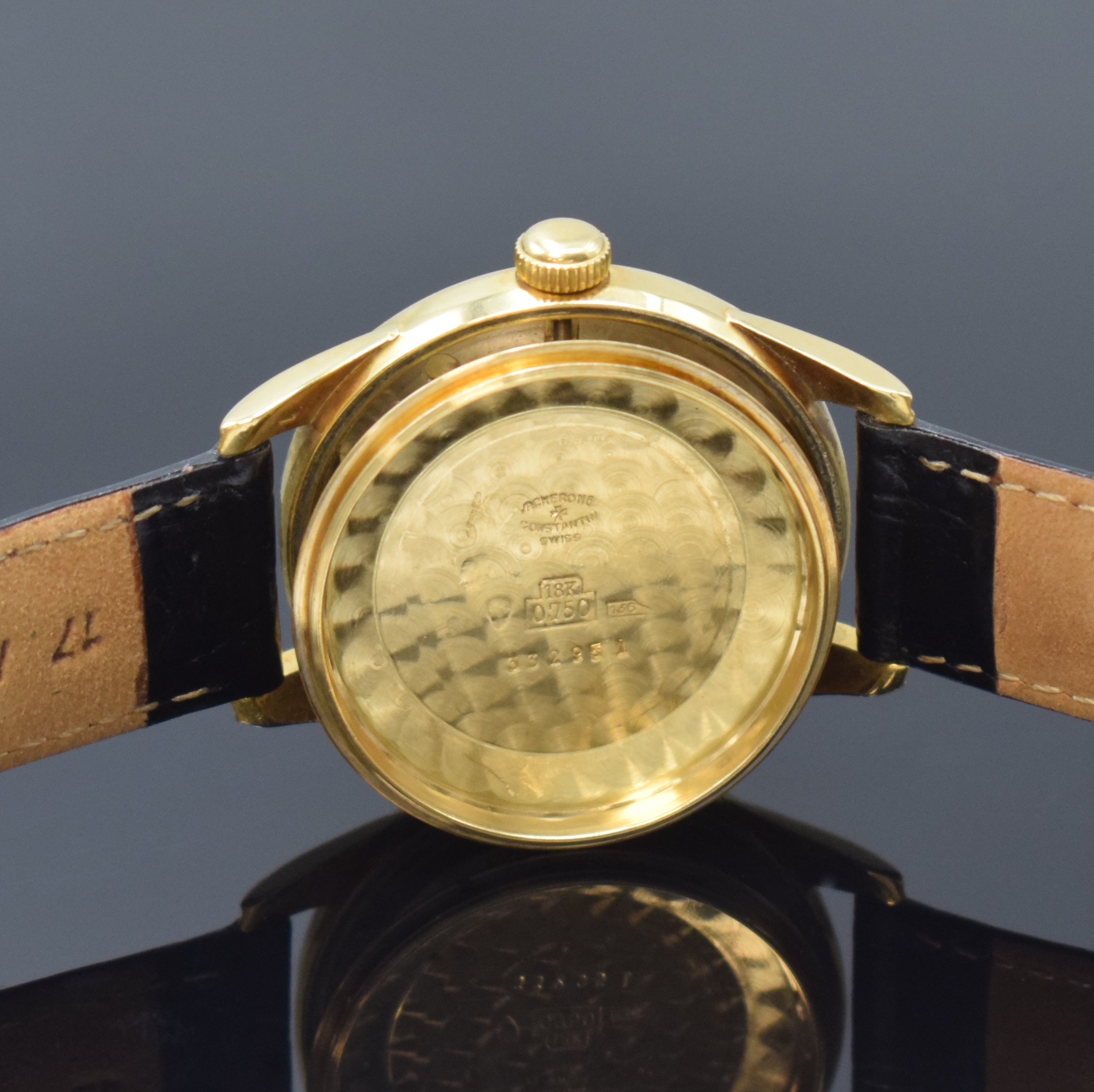Detail f: VACHERON & CONSTANTIN feine Herrenarmbanduhr in GG 750/000 mit Hammerautomatik, Schweiz um 1950, Automatik, verschr. 2-teil.-Geh., ausgef. Bandanst., ...