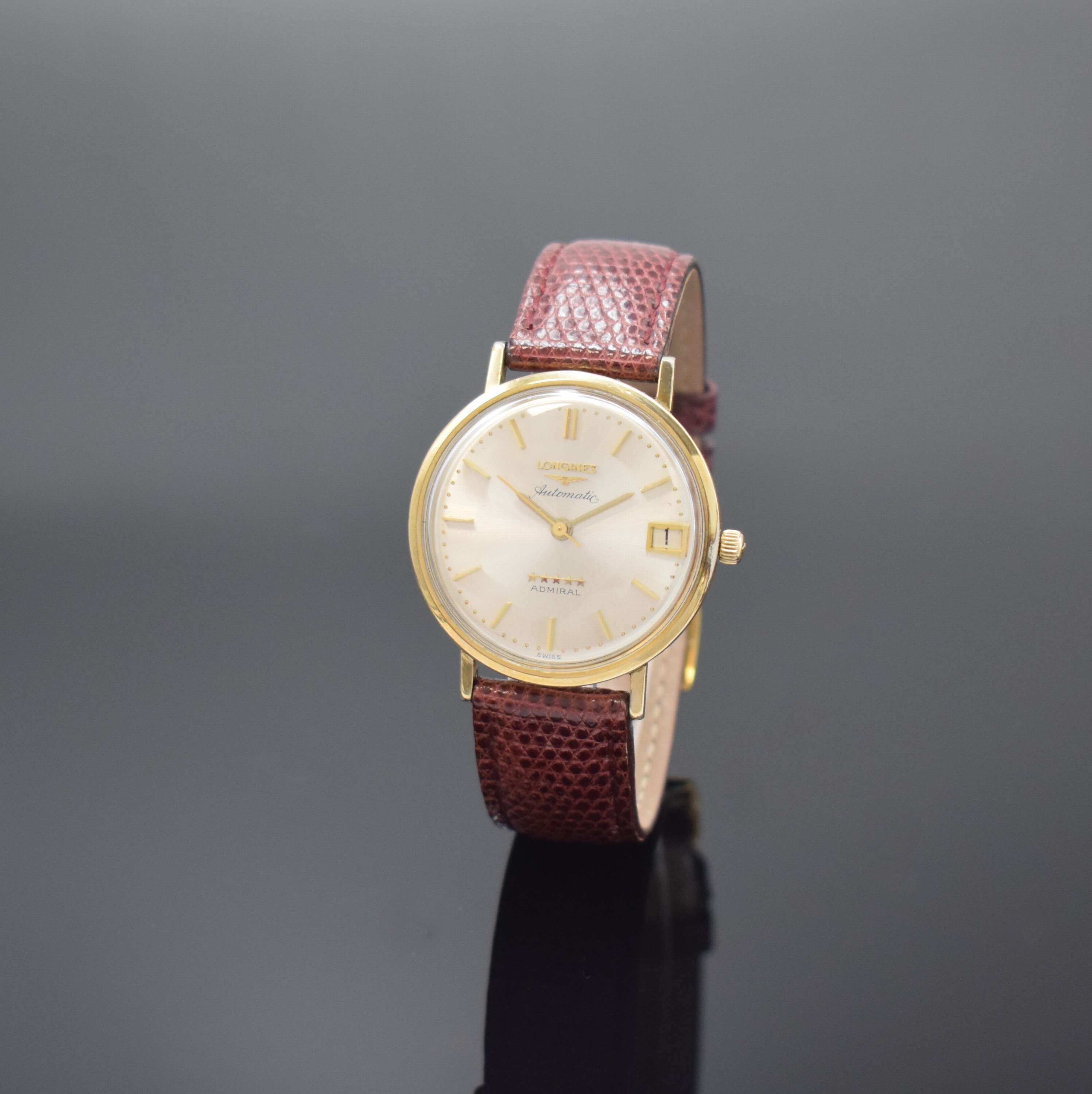 LONGINES Herrenarmbanduhr Serie ADMIRAL 5- Stars, Schweiz / USA 1960er Jahre, Automatik, GG-Filled, Einschalengeh., vers. Blatt mit aufges. Indizes, ...
