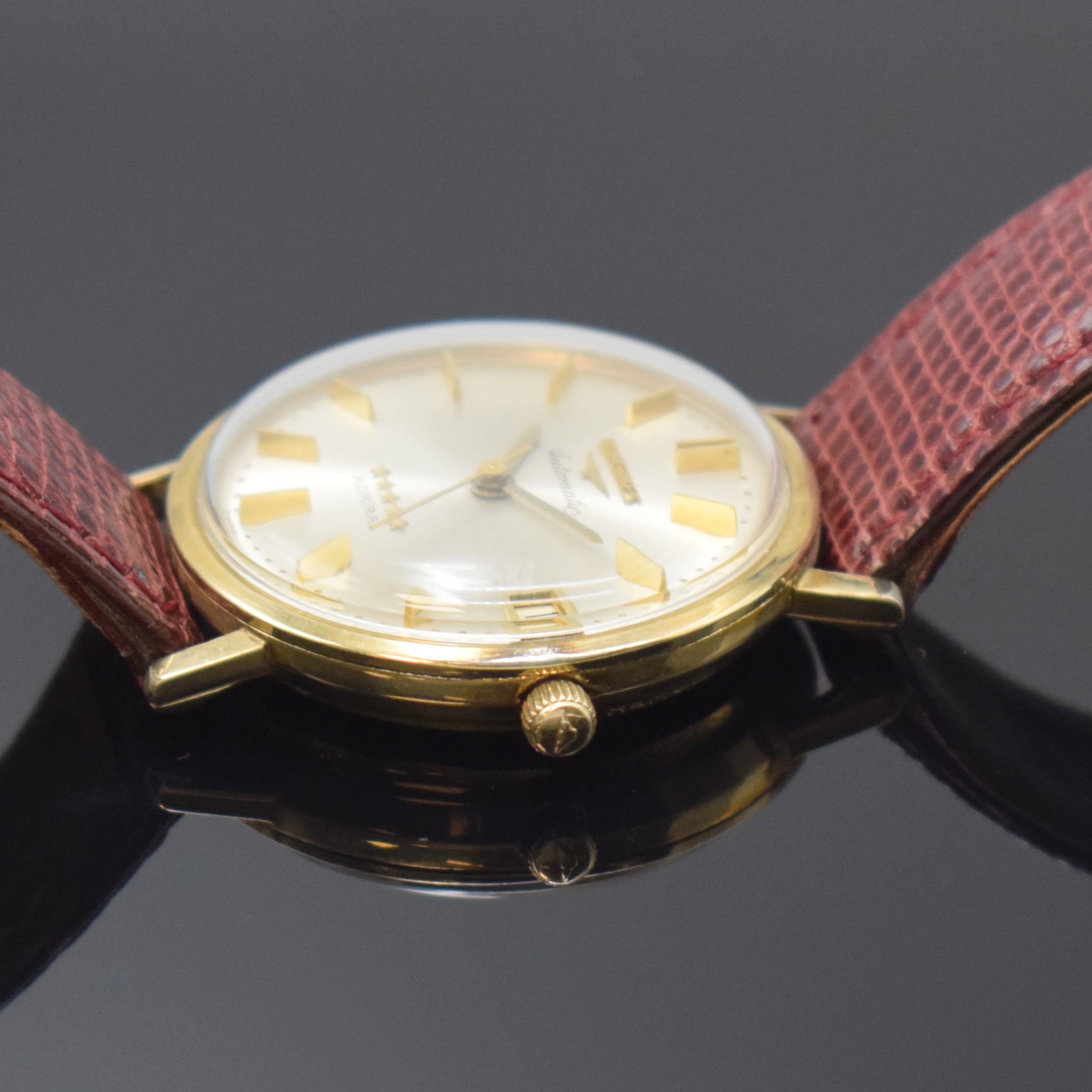Detail b: LONGINES Herrenarmbanduhr Serie ADMIRAL 5- Stars, Schweiz / USA 1960er Jahre, Automatik, GG-Filled, Einschalengeh., vers. Blatt mit aufges. Indizes, ...