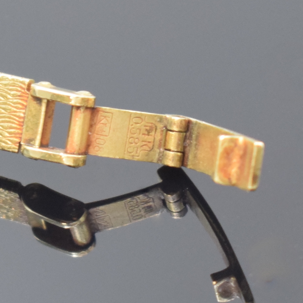 Detail b: SAVAL Damenarmbanduhr in GG 585/000, Schweiz um 1965, Handaufzug, Goldband, Boden aufgedr., goldfarb. Zifferbl. m. aufges. Std.-Ind., gold. Zeiger, ...
