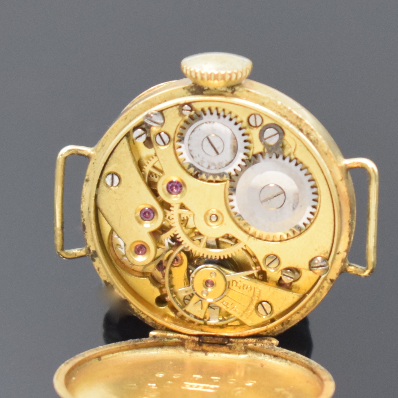 Detail f: GERSI Damenarmbanduhr und eine offene Damentaschenuhr mit Diamanten in GG 585/000,Schweiz um 1930, Handaufzug, 1) Gersi Armbanduhr mit Flexband in GG ...