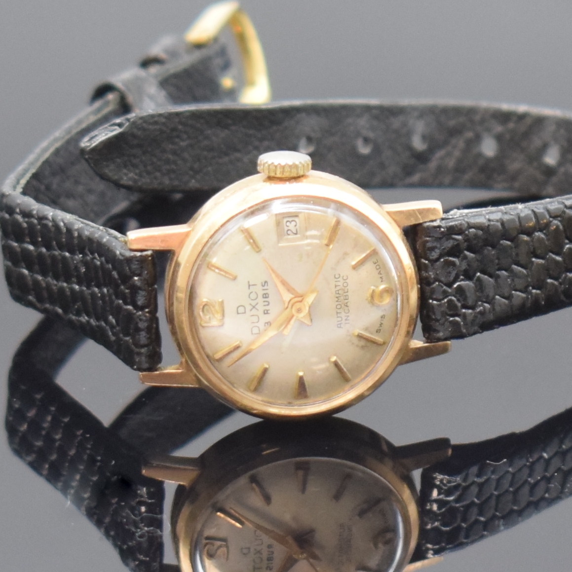 Detail a: Konvolut 2 Damenarmbanduhr in GG und RG 585/000, Schweiz um 1960, 1 x ALMA, Handaufzug, Boden aufgedr., inkl. Gliederband, Bandanst. m. Diamanten ...