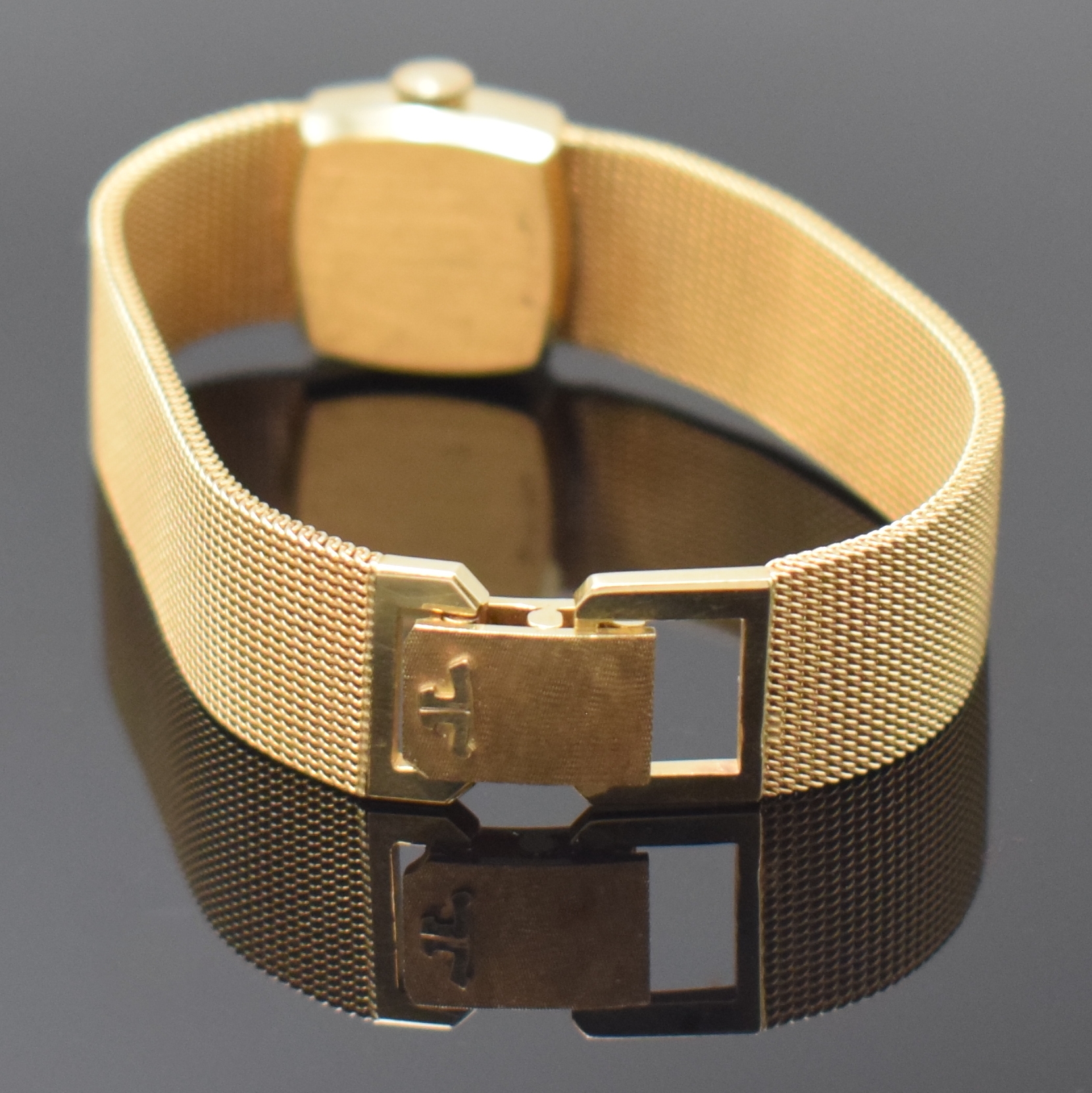 Detail b: LeCOULTRE Voguematic Damenarmbanduhr in GG 585/000, Schweiz/USA um 1970, Automatik, Carré-Cambre Geh. m. anges., feinen Milanaiseband, Boden ...