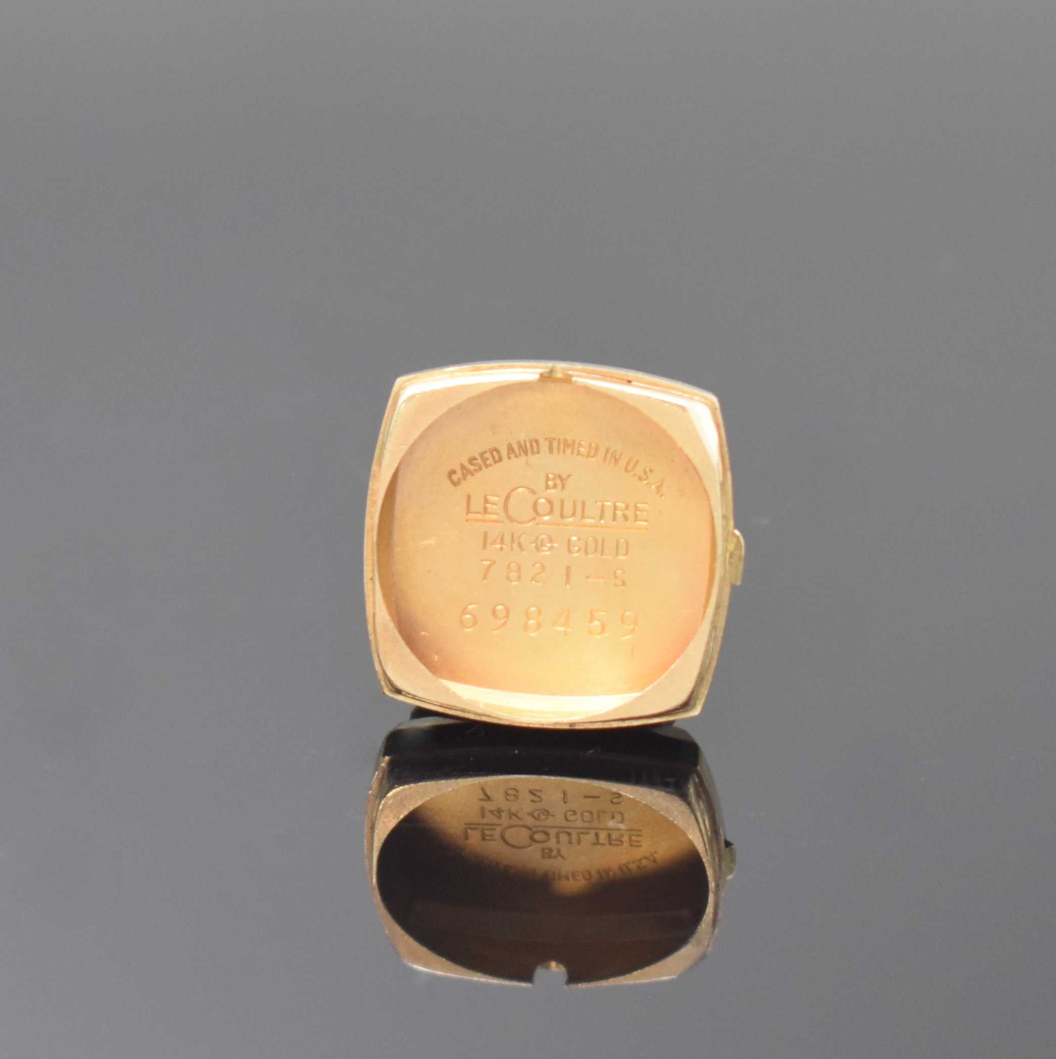 Detail f: LeCOULTRE Voguematic Damenarmbanduhr in GG 585/000, Schweiz/USA um 1970, Automatik, Carré-Cambre Geh. m. anges., feinen Milanaiseband, Boden ...
