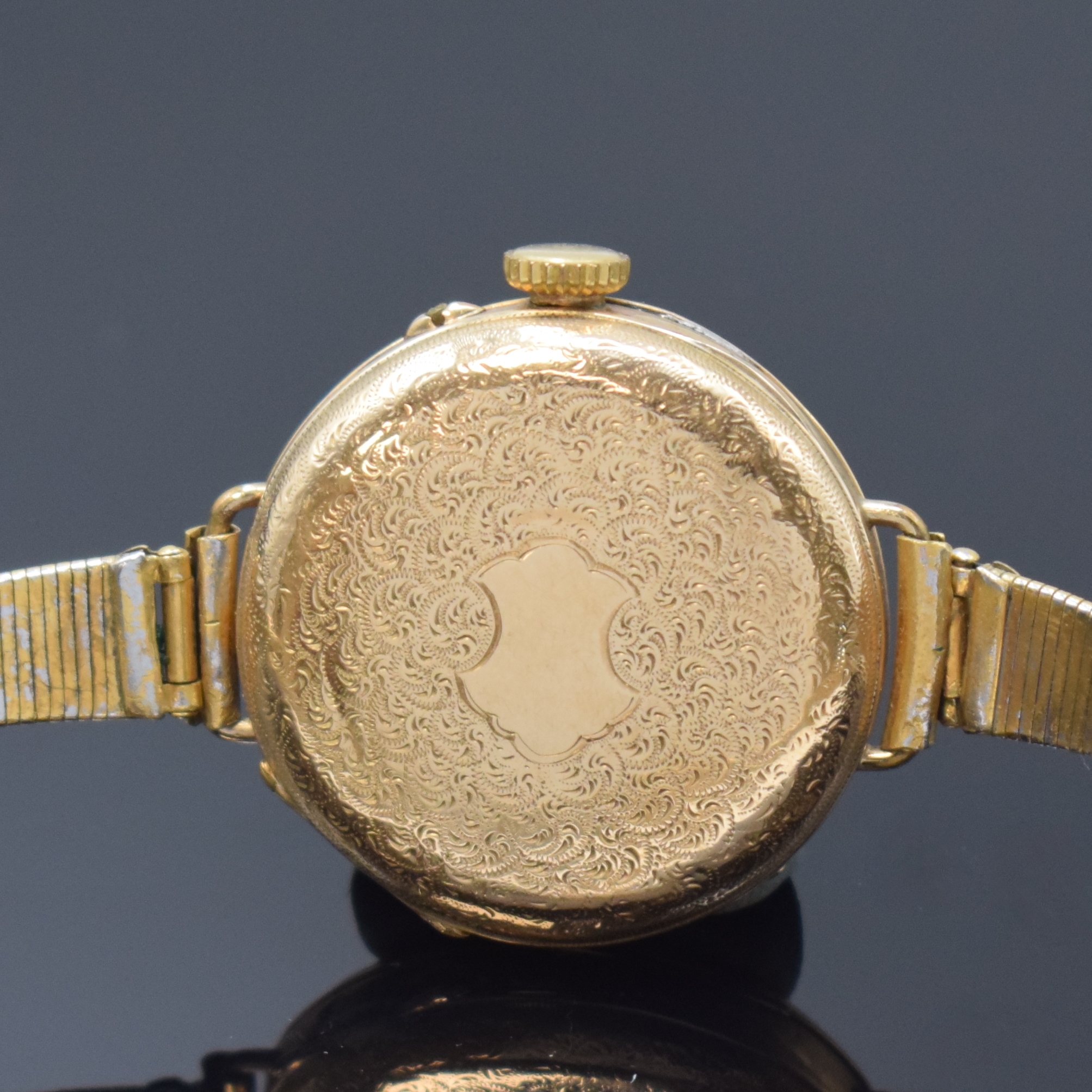 Detail c: Konvolut: 2 Damentaschenuhren zur Armbanduhr umgebaut in GG 585/000, Schweiz um 1900, Umbau später, Scharniergeh. dell., Metallcuvette, ...