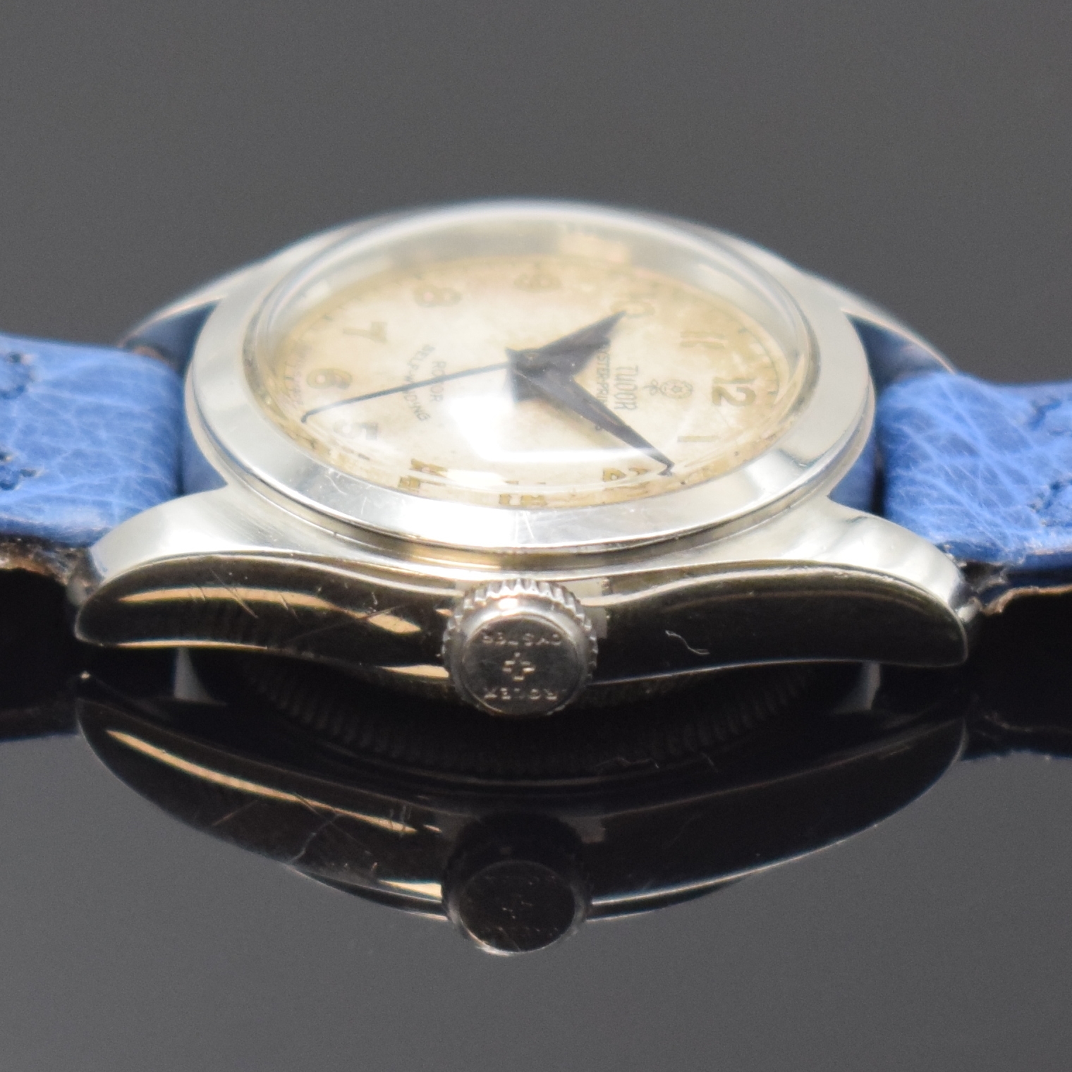 Detail b: TUDOR Oyster Princess Damenarmbanduhr in Stahl Referenz 7806, Schweiz um 1950, Automatik, verschr. Oystergeh., orig. verschr. Krone, silb. Zifferbl. ...