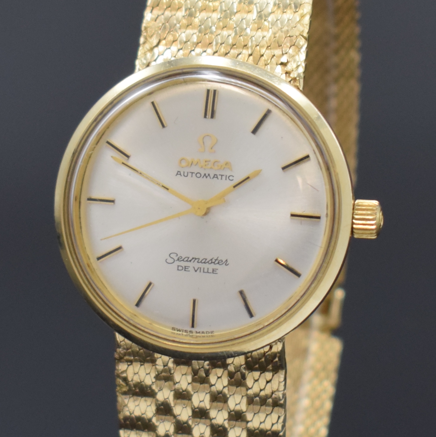 Detail a: OMEGA Seamaster De Ville Armbanduhr in GG 585/000, Schweiz/USA um 1964, Automatik, amerik. Monocoque-Geh., anges. Milanaiseband besch., silb. ...