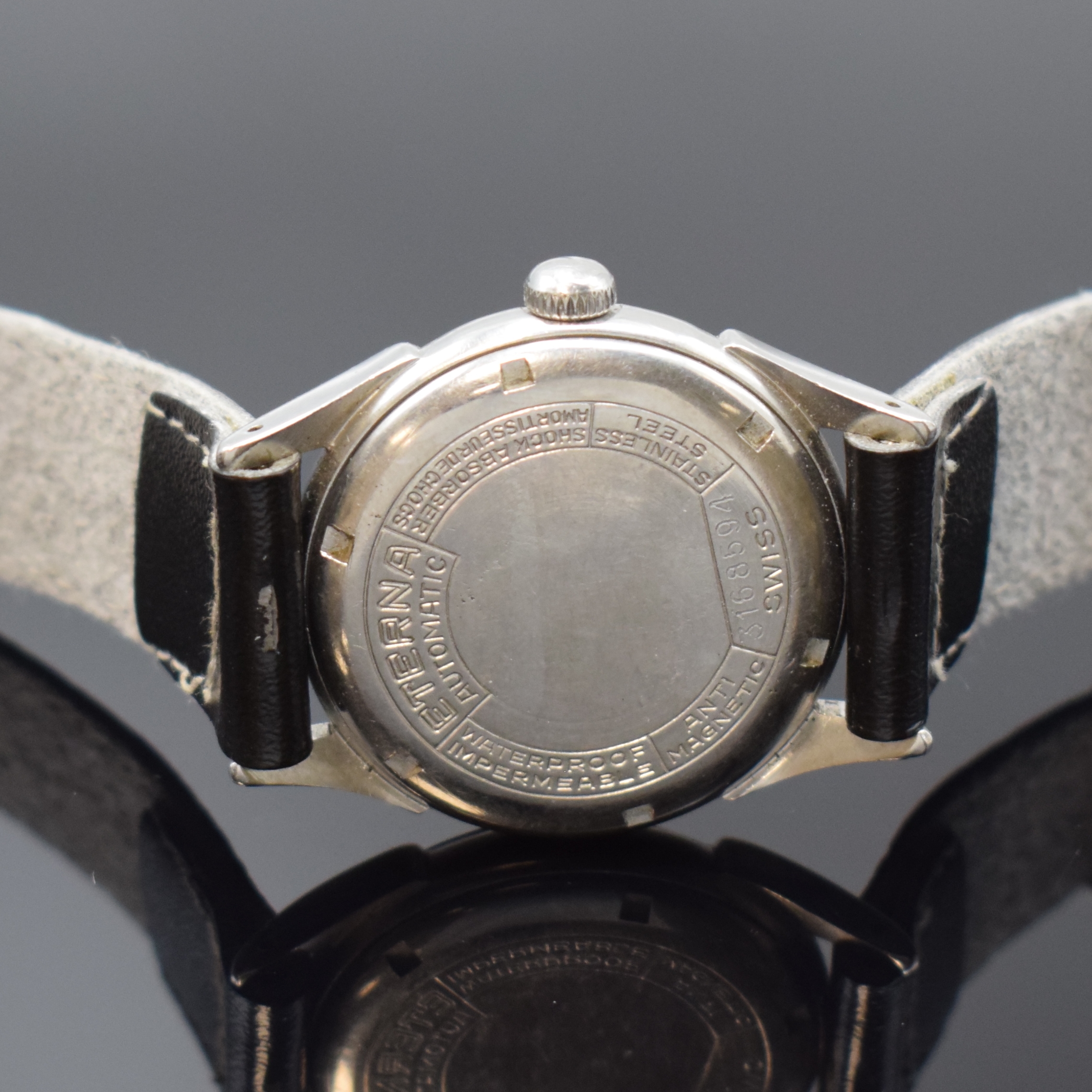 Detail e: ETERNA 6 Armbanduhren in Stahl, Schweiz ca. 1940-1965, Automatik, 3 Herrenuhren, 3 Damenuhren, 5 verschr. Geh., silb./schwarz. Zifferblätter ...