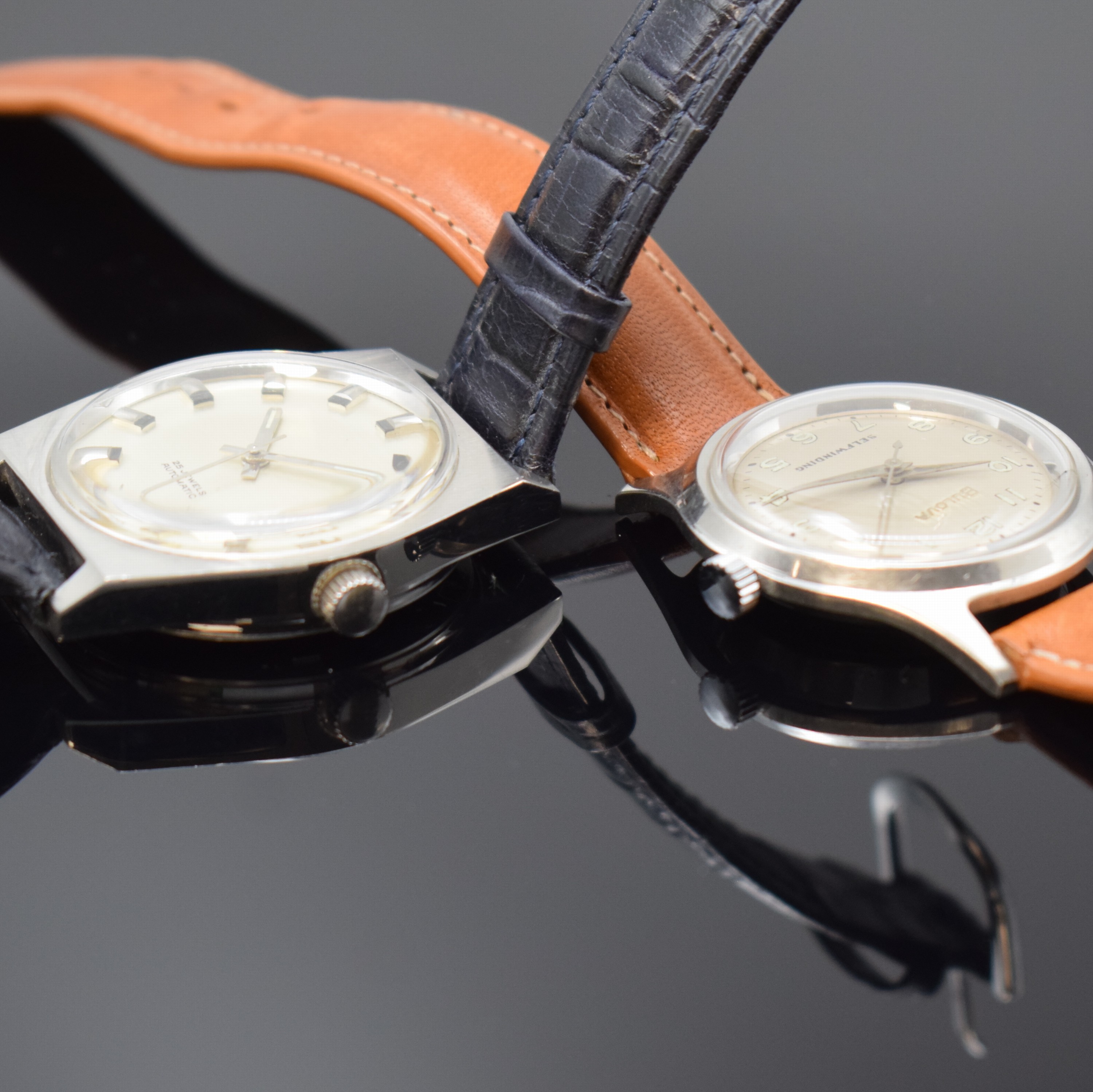 Detail l: TISSOT PR516 und 6 weitere Automatik Armbanduhren, Schweiz ca. 1940 - 1970, 1) Tissot PR516, verschr. Stahlgeh., silb. Zifferbl., vern. Werk Kal. ...