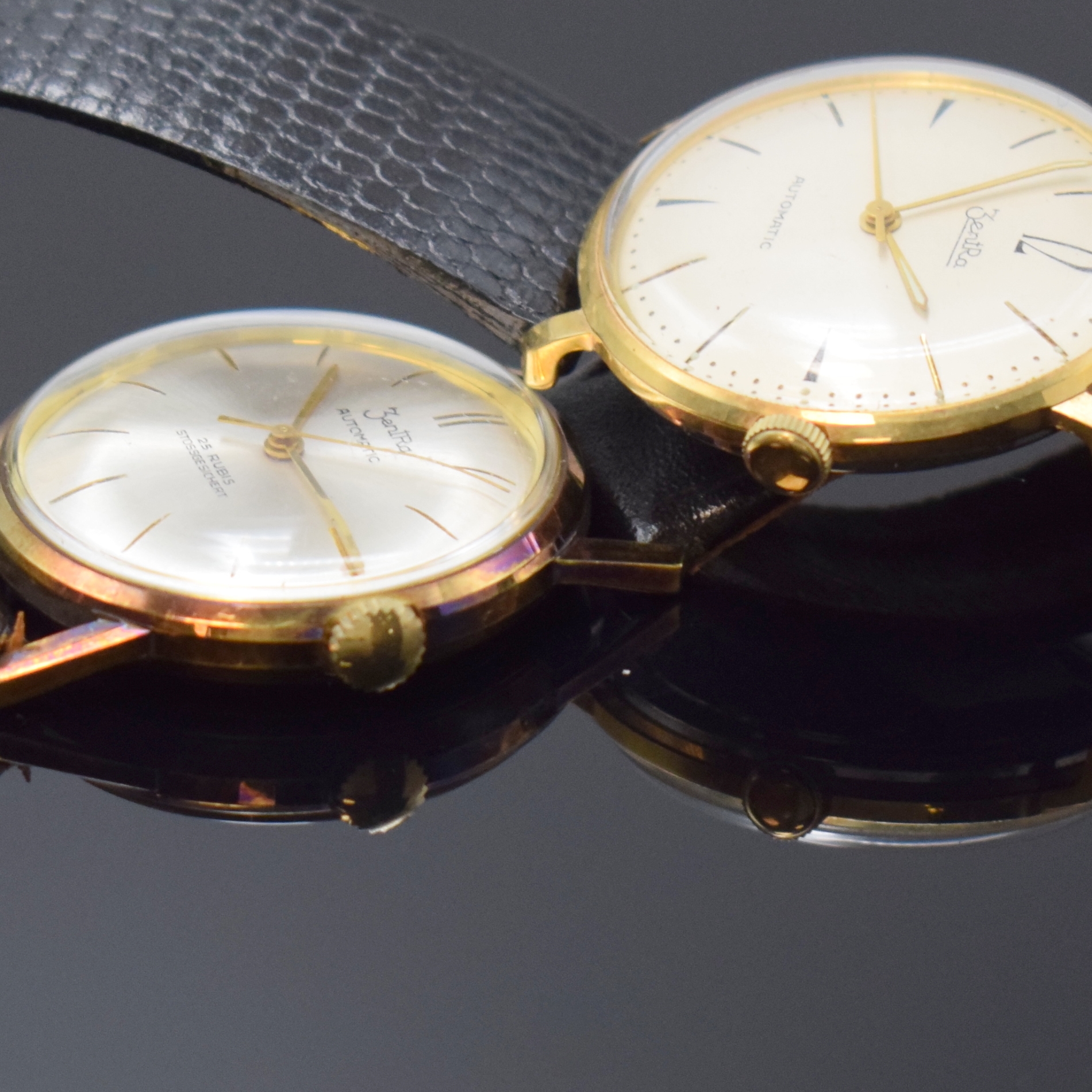 Detail c: ZENTRA 5 nahezu neuwertige Armbanduhren, Deutschland/Schweiz ca. 1950 - 1965, Automatik, 4 verg. Geh., 1 x verchr., 4 x verschr. Stahlboden, 1 x ...