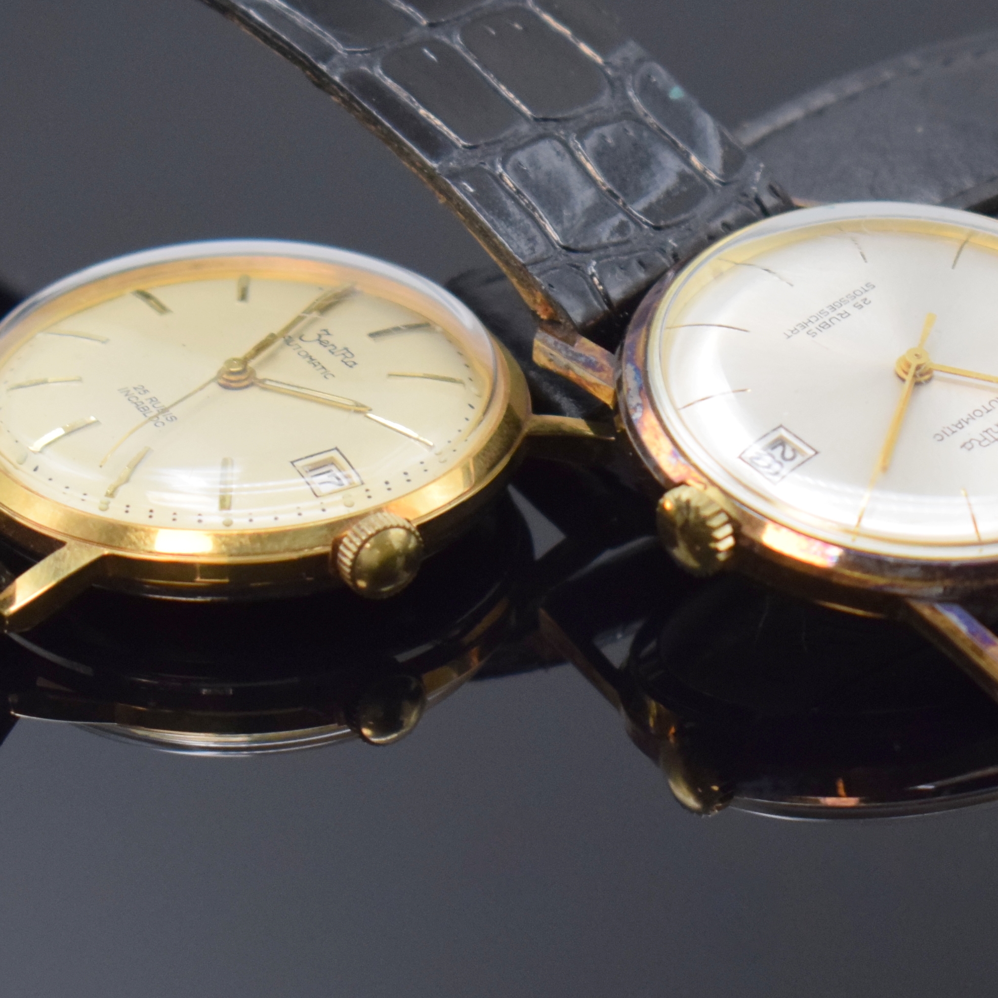 Detail g: ZENTRA 5 nahezu neuwertige Armbanduhren, Deutschland/Schweiz ca. 1950 - 1965, Automatik, 4 verg. Geh., 1 x verchr., 4 x verschr. Stahlboden, 1 x ...