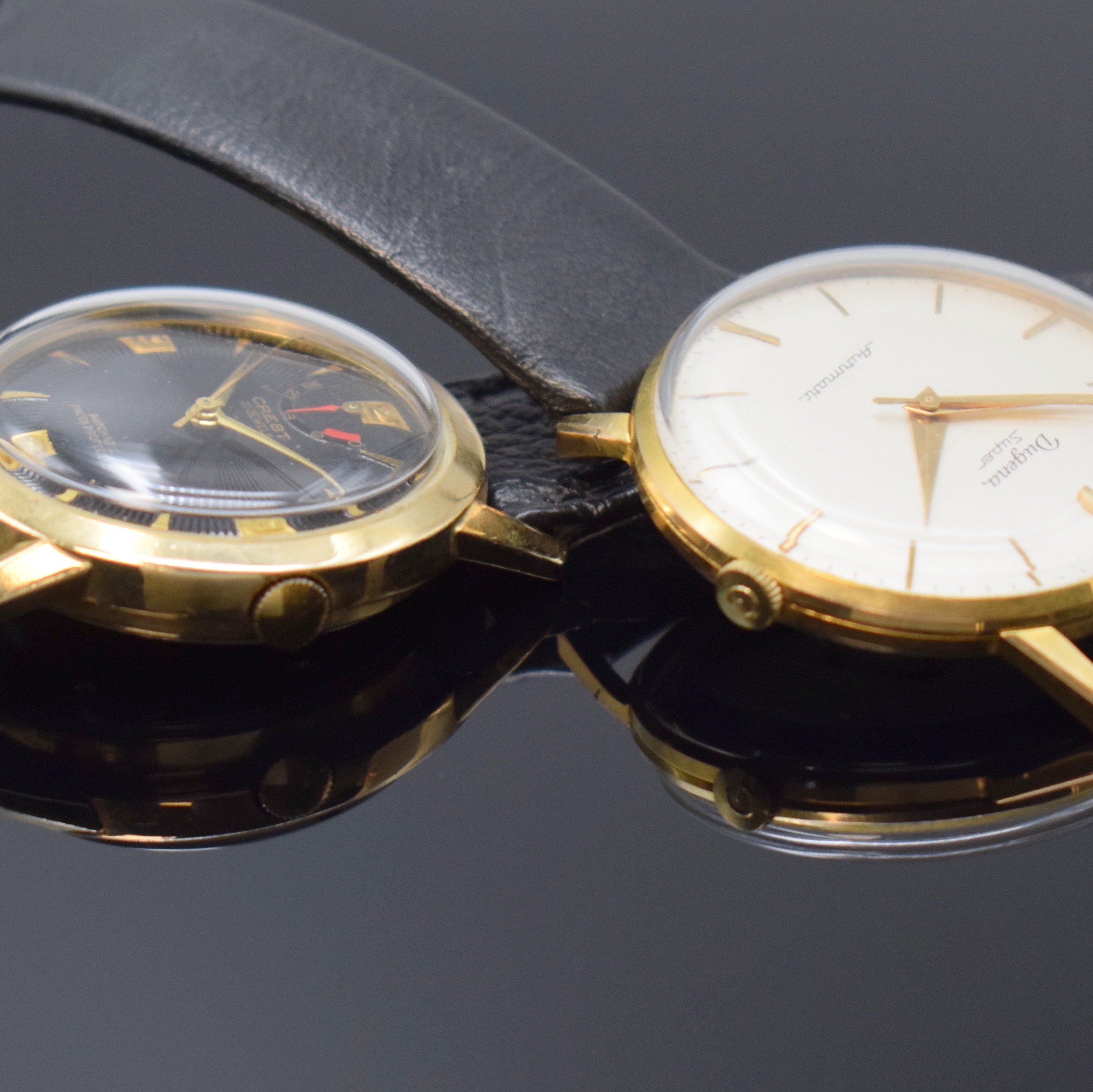 Detail c: Konvolut 5 vergoldete Armbanduhren, Schweiz ca. 1950 - 1965, Automatik/Handaufzug, 1) DUGENA Super Automatic, Stahlboden aufgedr., rotgold. ...