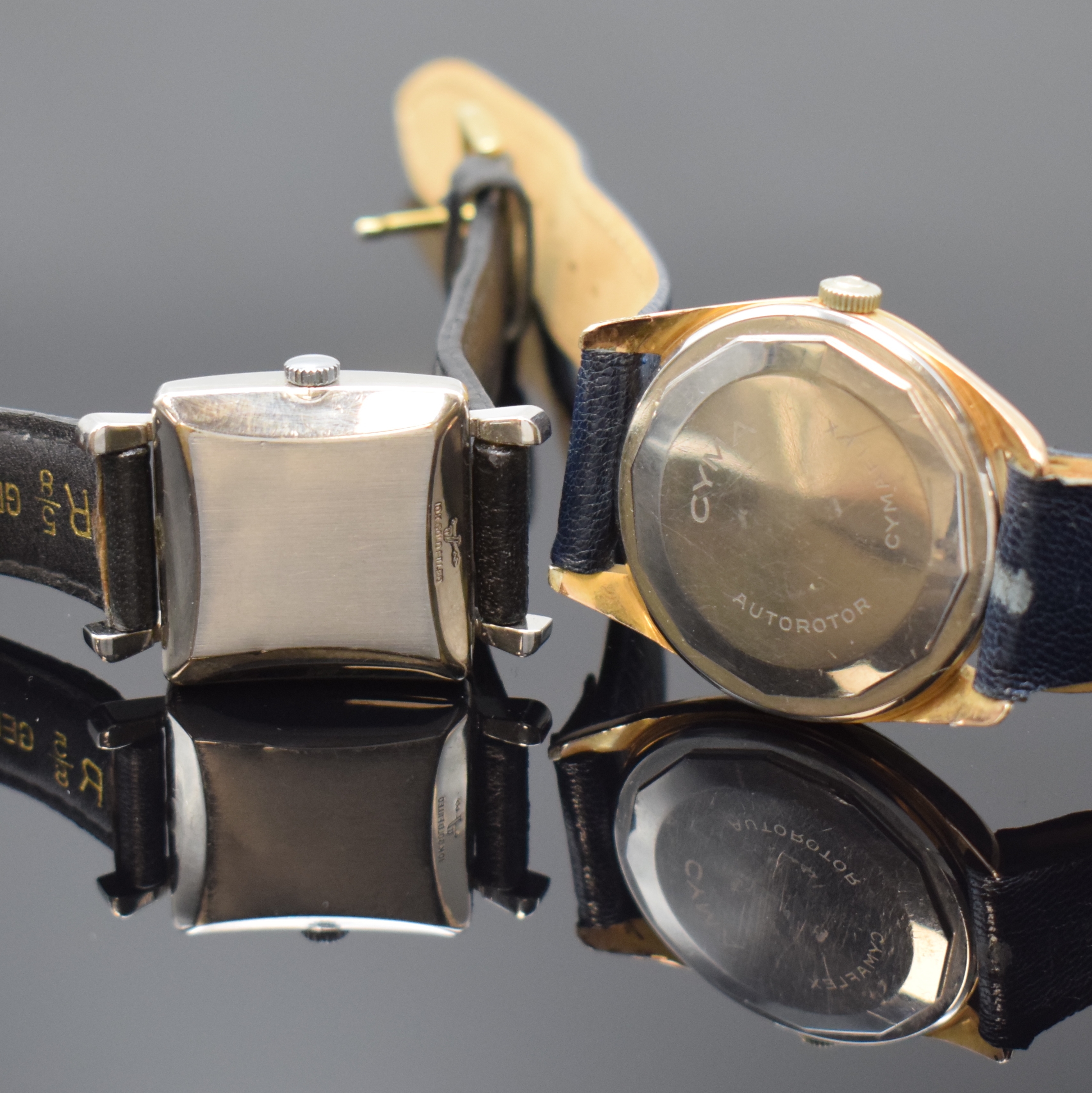 Detail h: Konvolut 5 vergoldete Armbanduhren, Schweiz ca. 1950 - 1965, Automatik/Handaufzug, 1) DUGENA Super Automatic, Stahlboden aufgedr., rotgold. ...