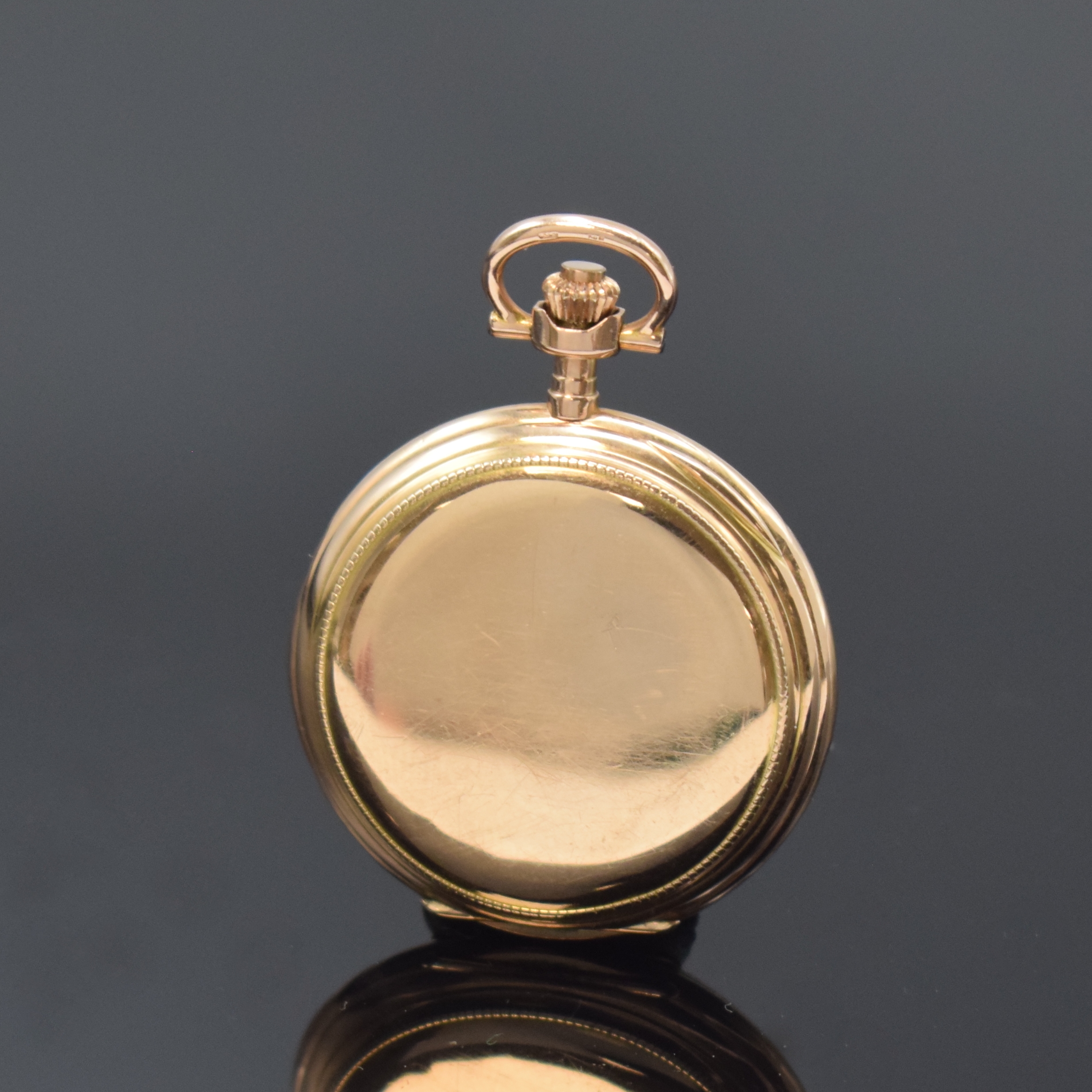 Detail c: NOMOS Glashütte Damensavonette im Louis-XVI Gehäuse in RG 585/000, Deutschland/Schweiz um 1900, glattes, gestuftes 3-Deckel Goldgeh. dell., ...