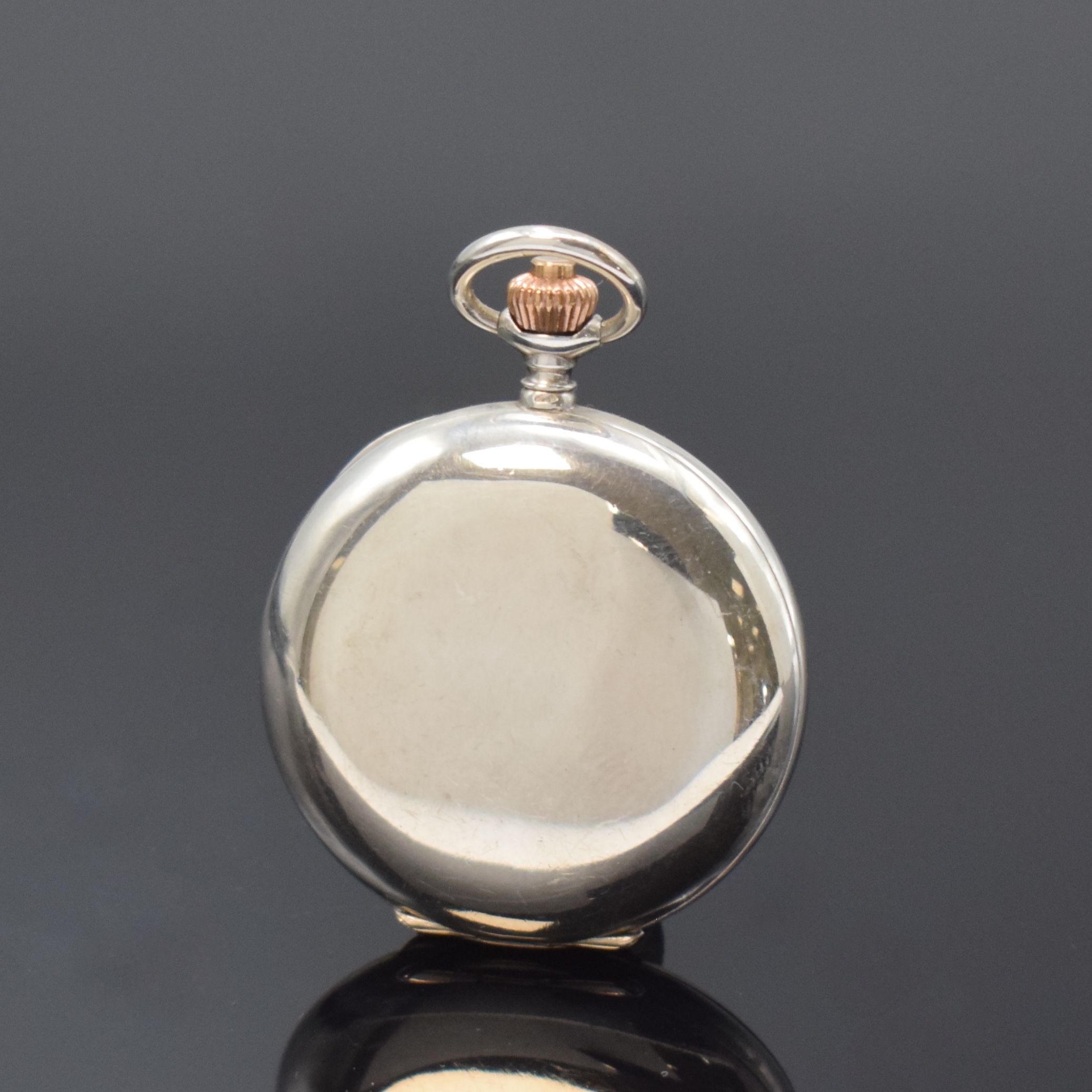 Detail b: NOMOS Glashütte seltene Damensavonette in Silber, Schweiz/Deutschland um 1905, glattes Geh. dell., Cuvette bez. "Neues System Glashütte", ...