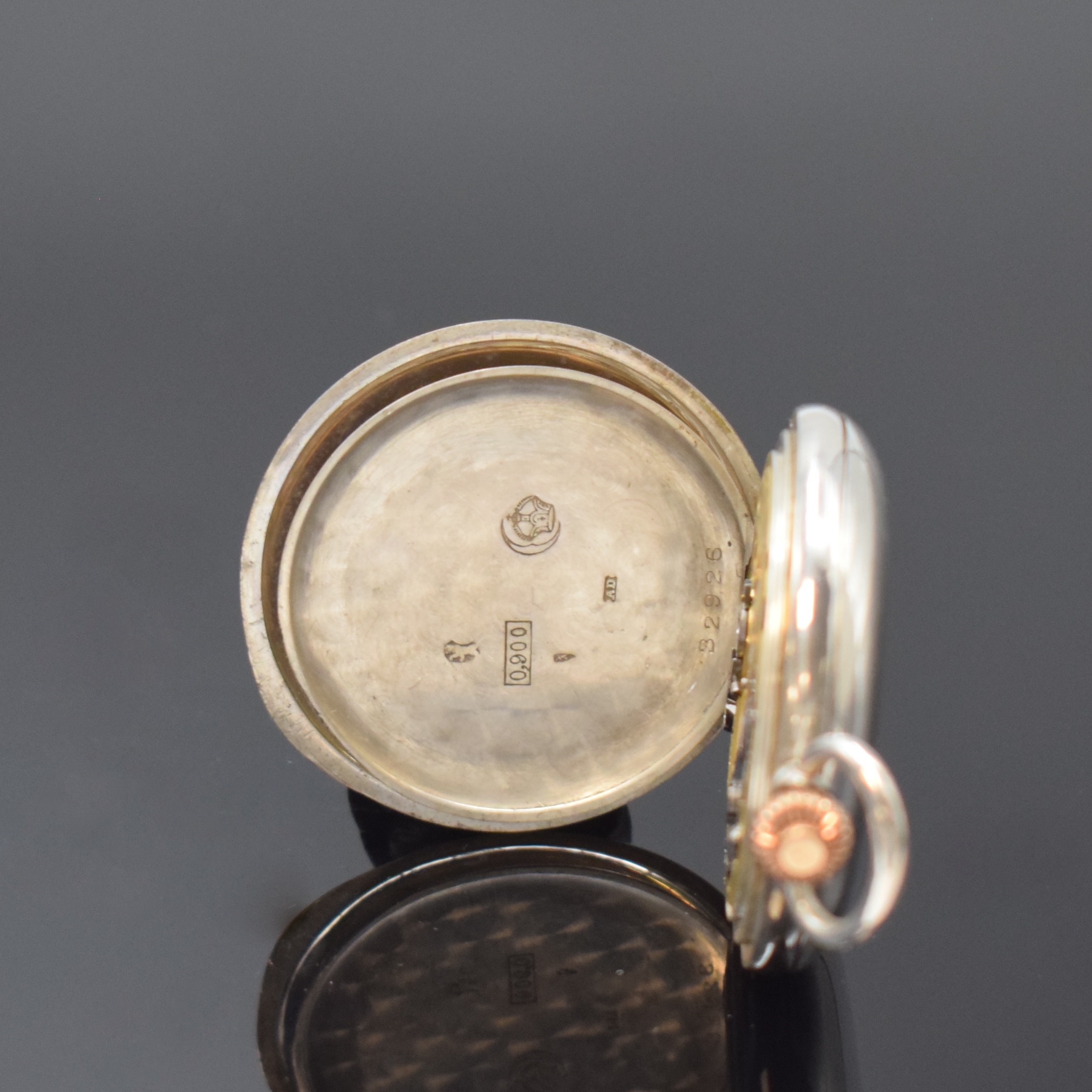 Detail f: NOMOS Glashütte seltene Damensavonette in Silber, Schweiz/Deutschland um 1905, glattes Geh. dell., Cuvette bez. "Neues System Glashütte", ...