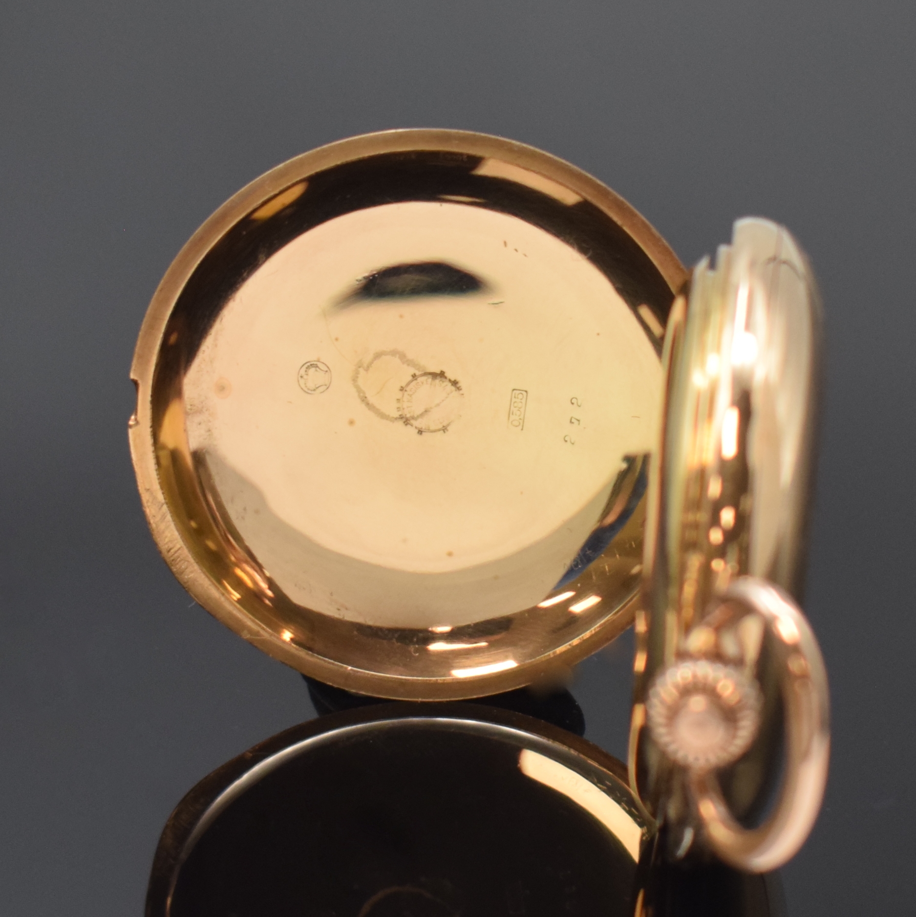 Detail c: ERNST KASISKE / SUEVIA Glashütte seltene Herrensavonette in RG 585/000, Deutschland um 1910, Lucia 3-Deckel Goldgeh., grav. Monogramm auf ...