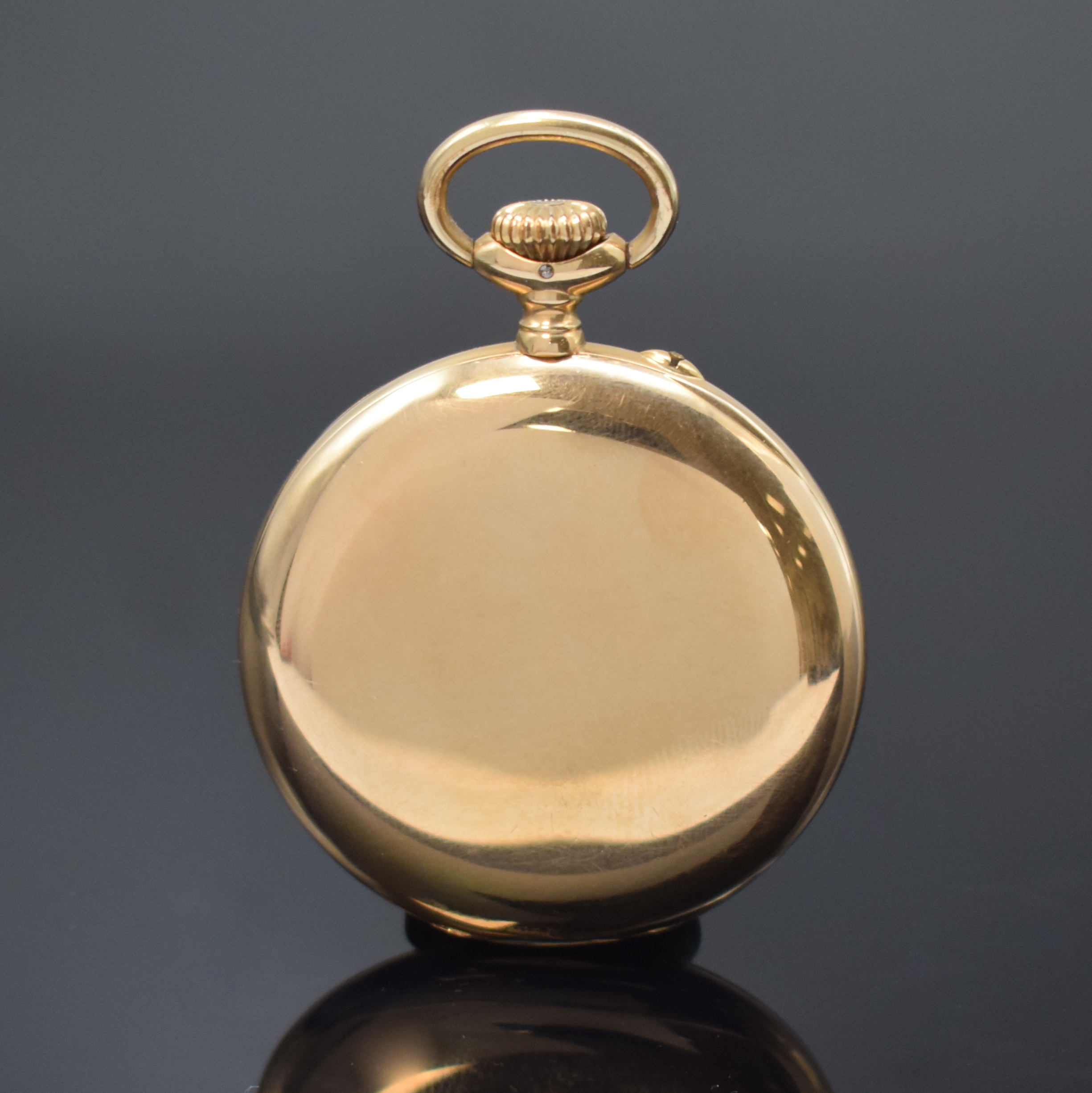 Detail a: UHRENFABRIK UNION Glashütte offene Taschenuhr Nr. 3083 in GG 585/000, Deutschland um 1920, glattes Lucia-Geh., Goldcuvette bez. "Deutsche Bank ...