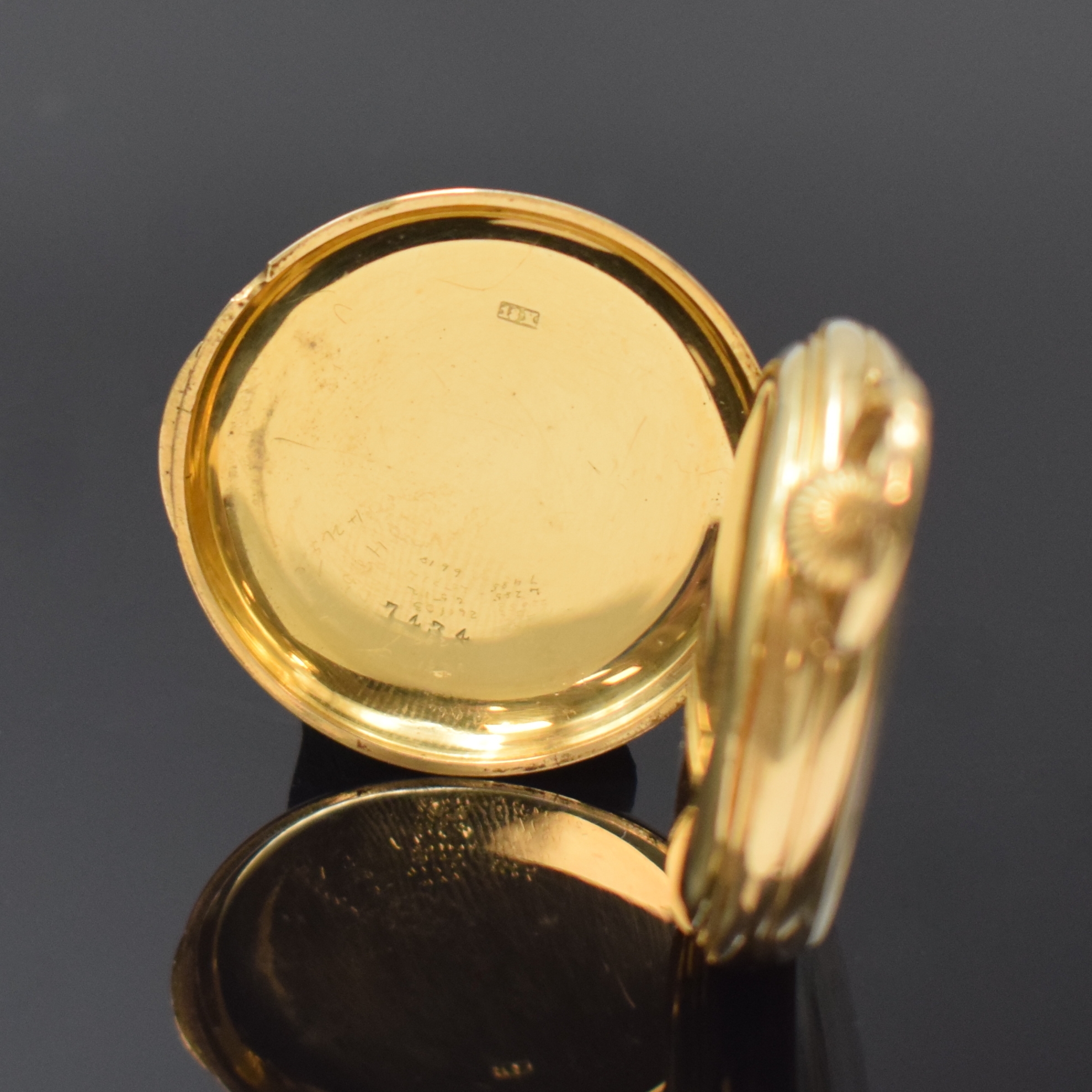 Detail b: A. LANGE & SÖHNE / BRIGHT & SONS offene Damentaschenuhr in GG 750/000, Deutschland um 1875, glattes Jürgens-Geh. dell., Zeigerst. b. 1 zu rep., ...