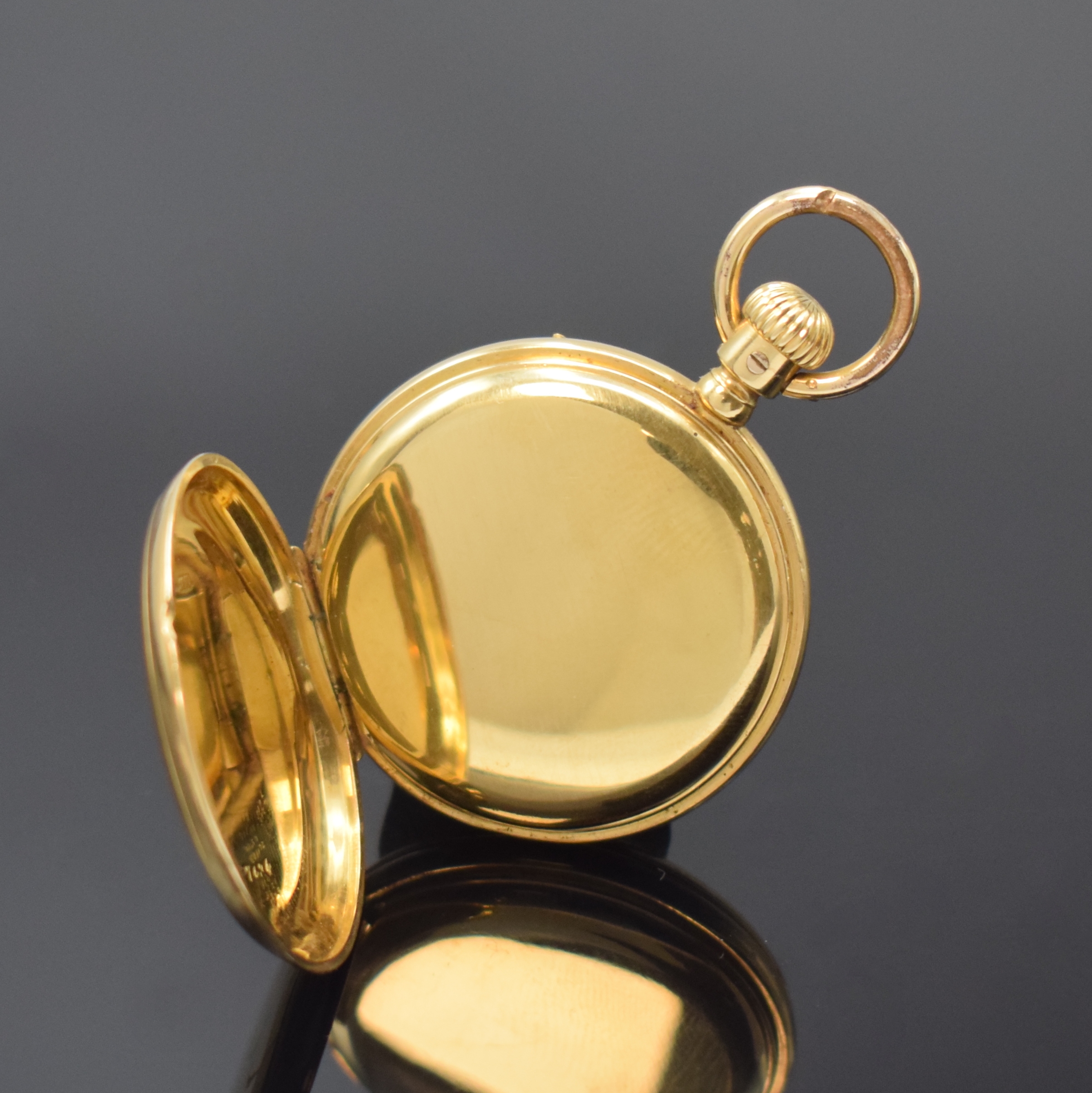 Detail c: A. LANGE & SÖHNE / BRIGHT & SONS offene Damentaschenuhr in GG 750/000, Deutschland um 1875, glattes Jürgens-Geh. dell., Zeigerst. b. 1 zu rep., ...