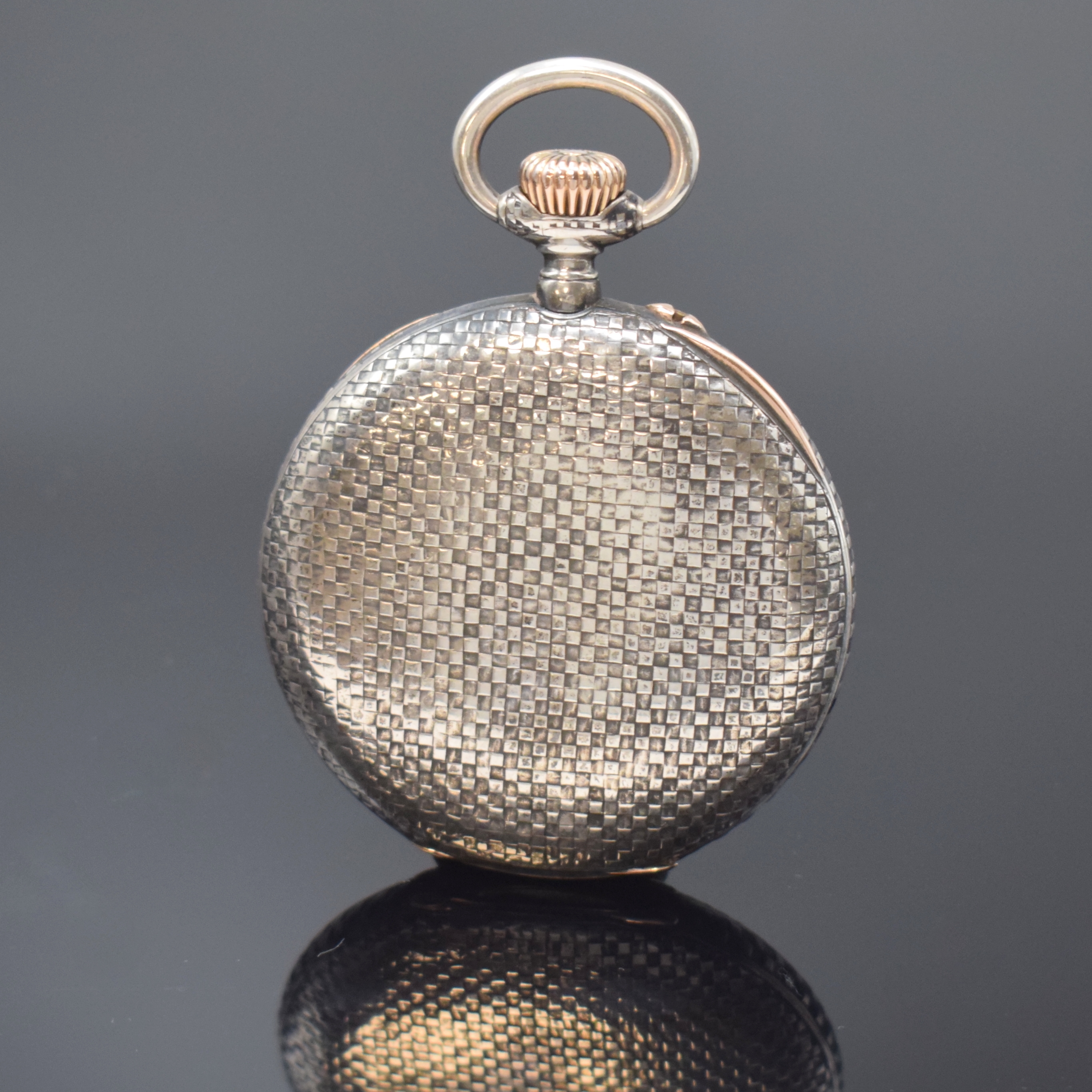 Detail a: ADOLF REGEL / ASSMANN Glashütte offene Tula Silbertaschenuhr, Deutschland/Schweiz um 1910, Lucia-Geh. m. Schachbrett-Tula, größtenteils fehlend, ...