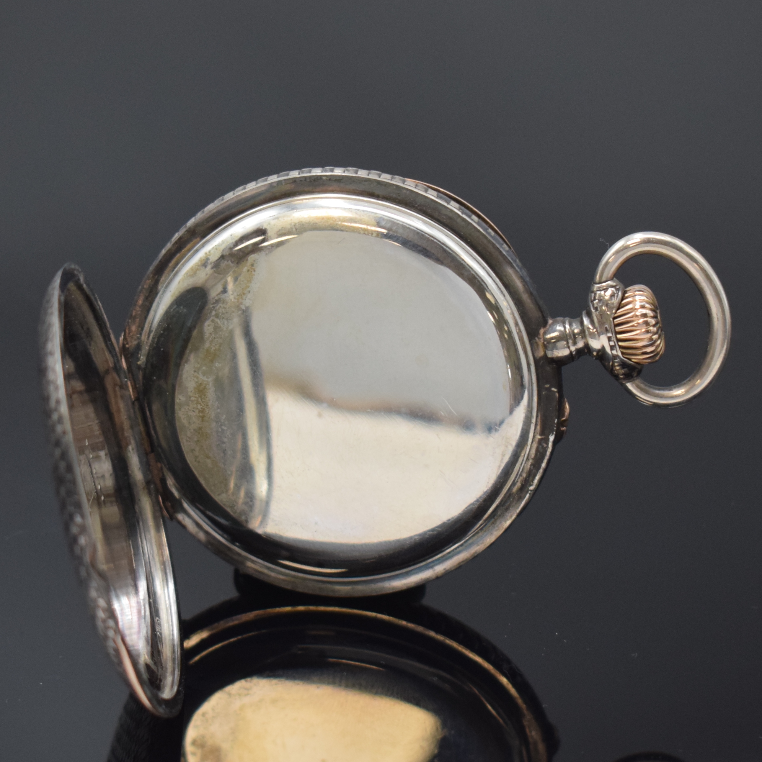 Detail c: ADOLF REGEL / ASSMANN Glashütte offene Tula Silbertaschenuhr, Deutschland/Schweiz um 1910, Lucia-Geh. m. Schachbrett-Tula, größtenteils fehlend, ...