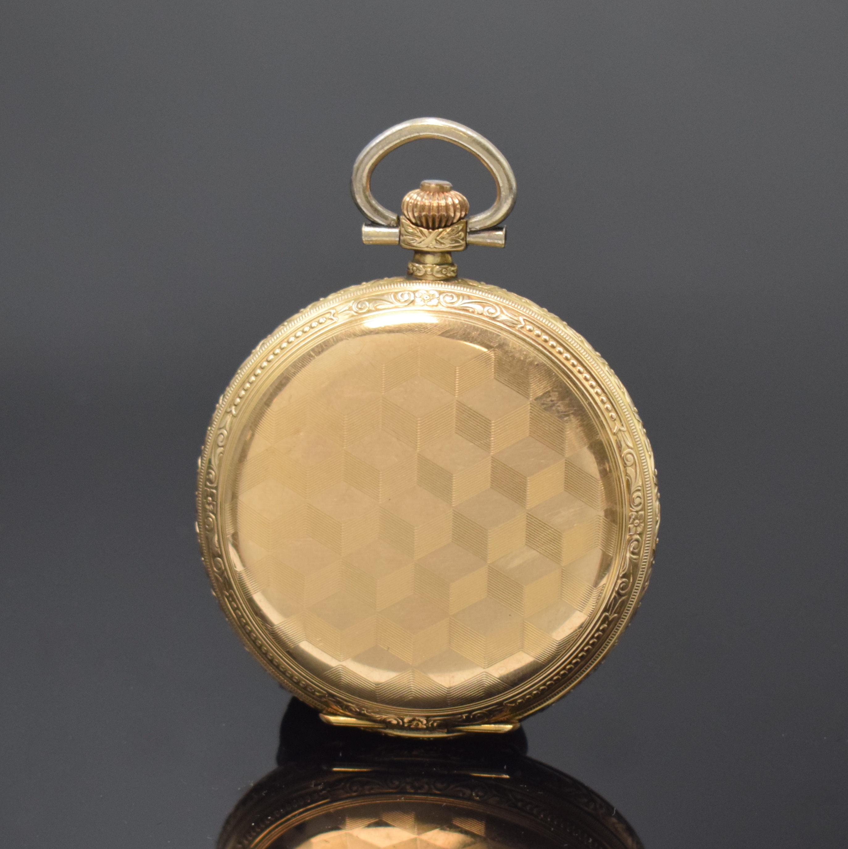 Detail b: TUTIMA Glashütte vergoldete Herrensavonette, Deutschland um 1930, Geh. m. Büffel-Marke v. Gustav Rau, matt-gold. Zifferbl., gold. Breguetzahlen, ...
